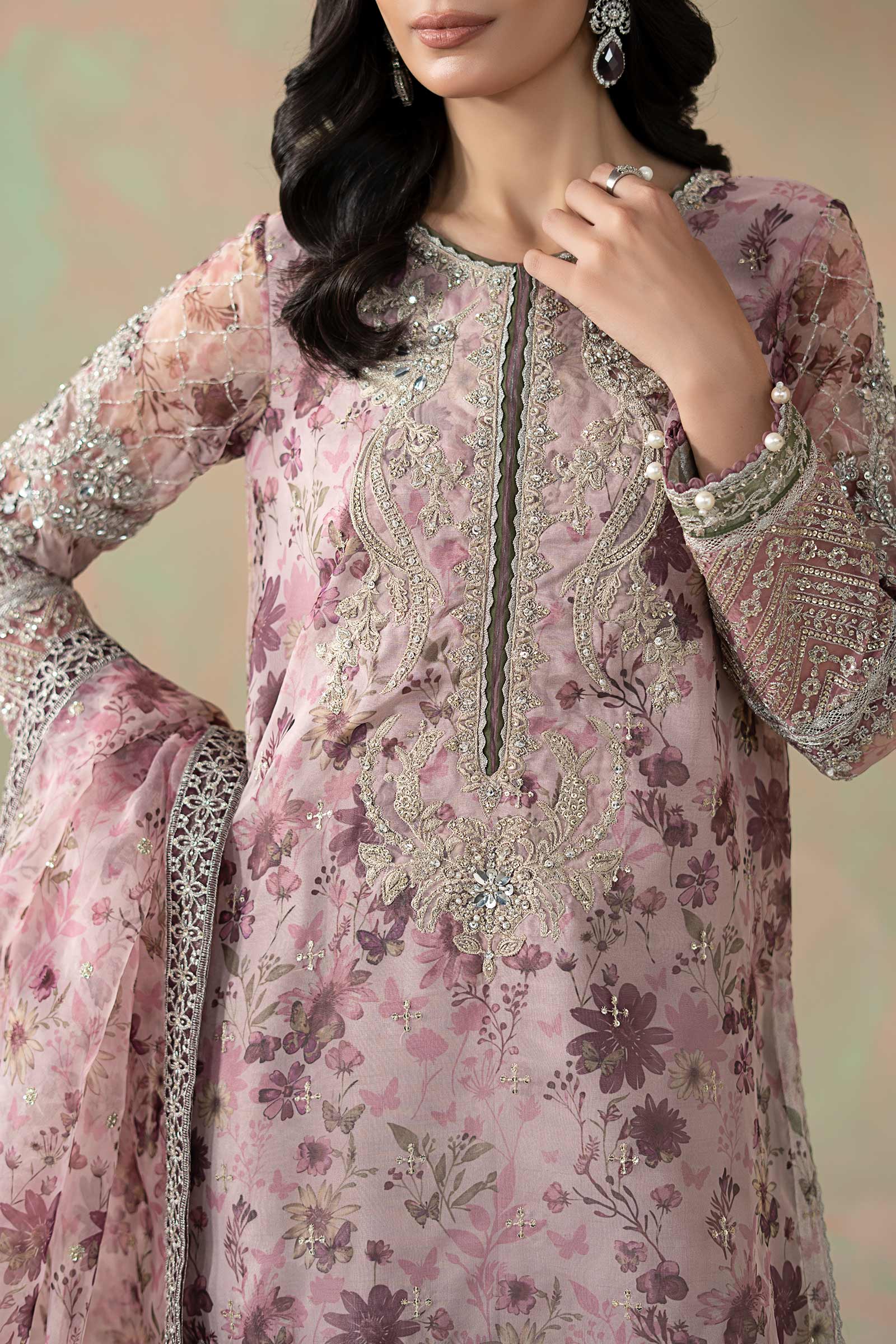 3 Piece Embroidered Organza Suit - Image 4