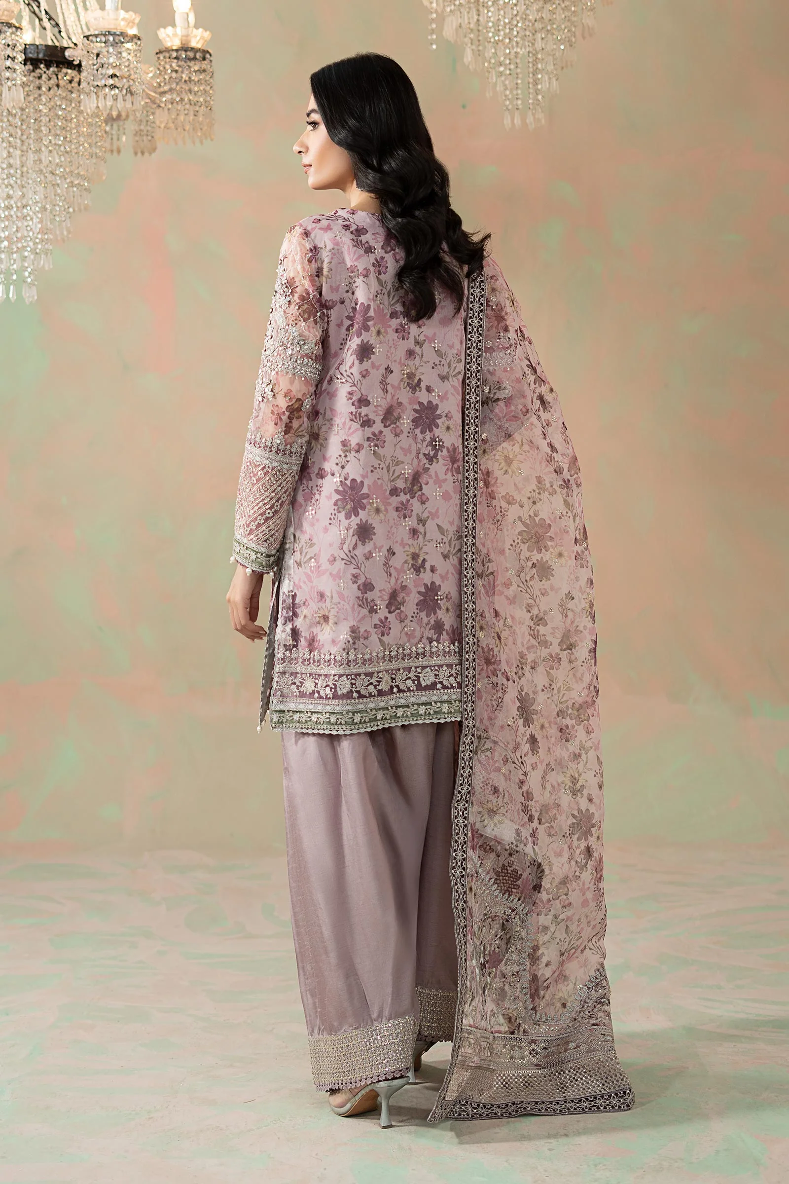 3 Piece Embroidered Organza Suit - Image 8