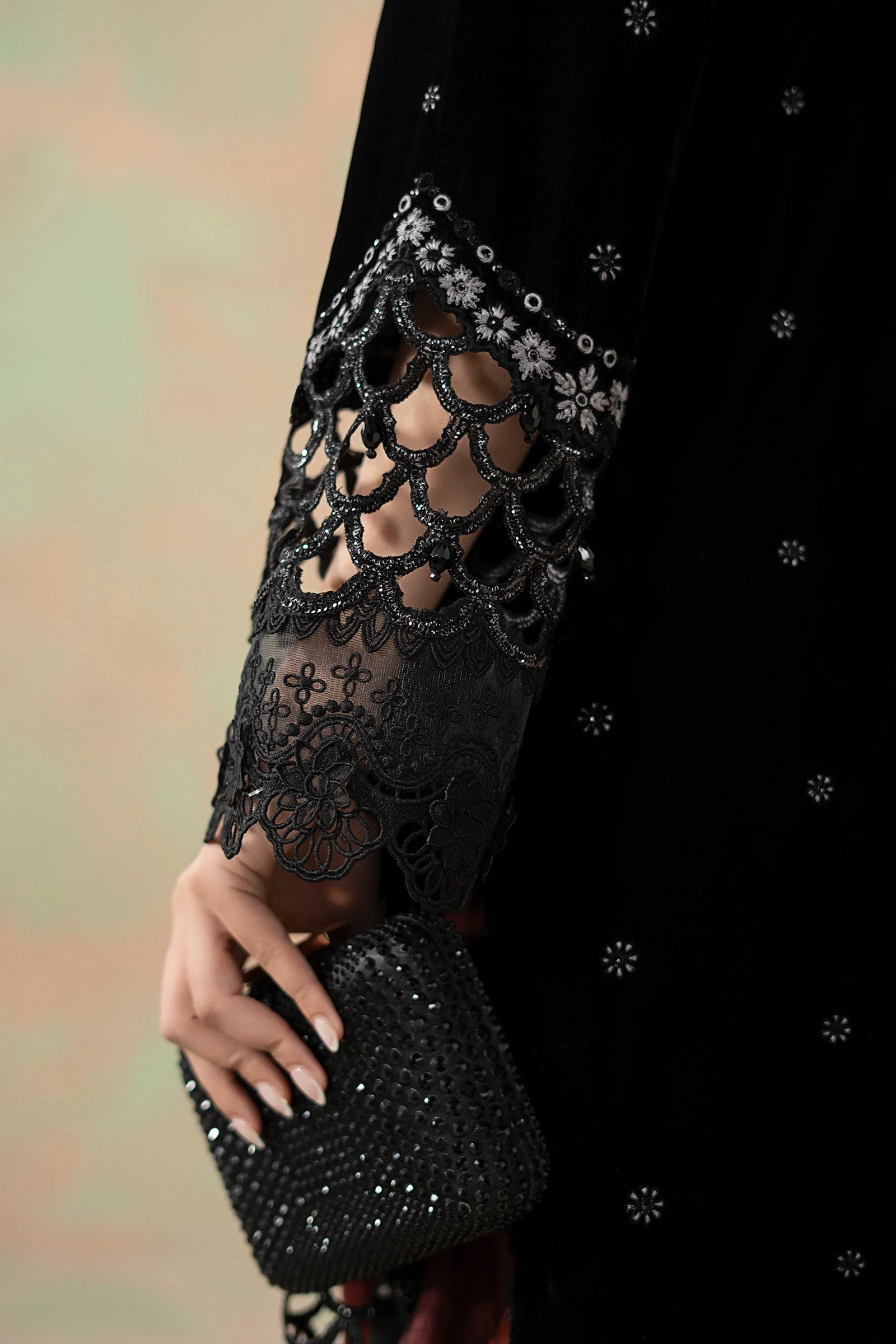 3 Piece Embroidered Velvet Suit - Image 5