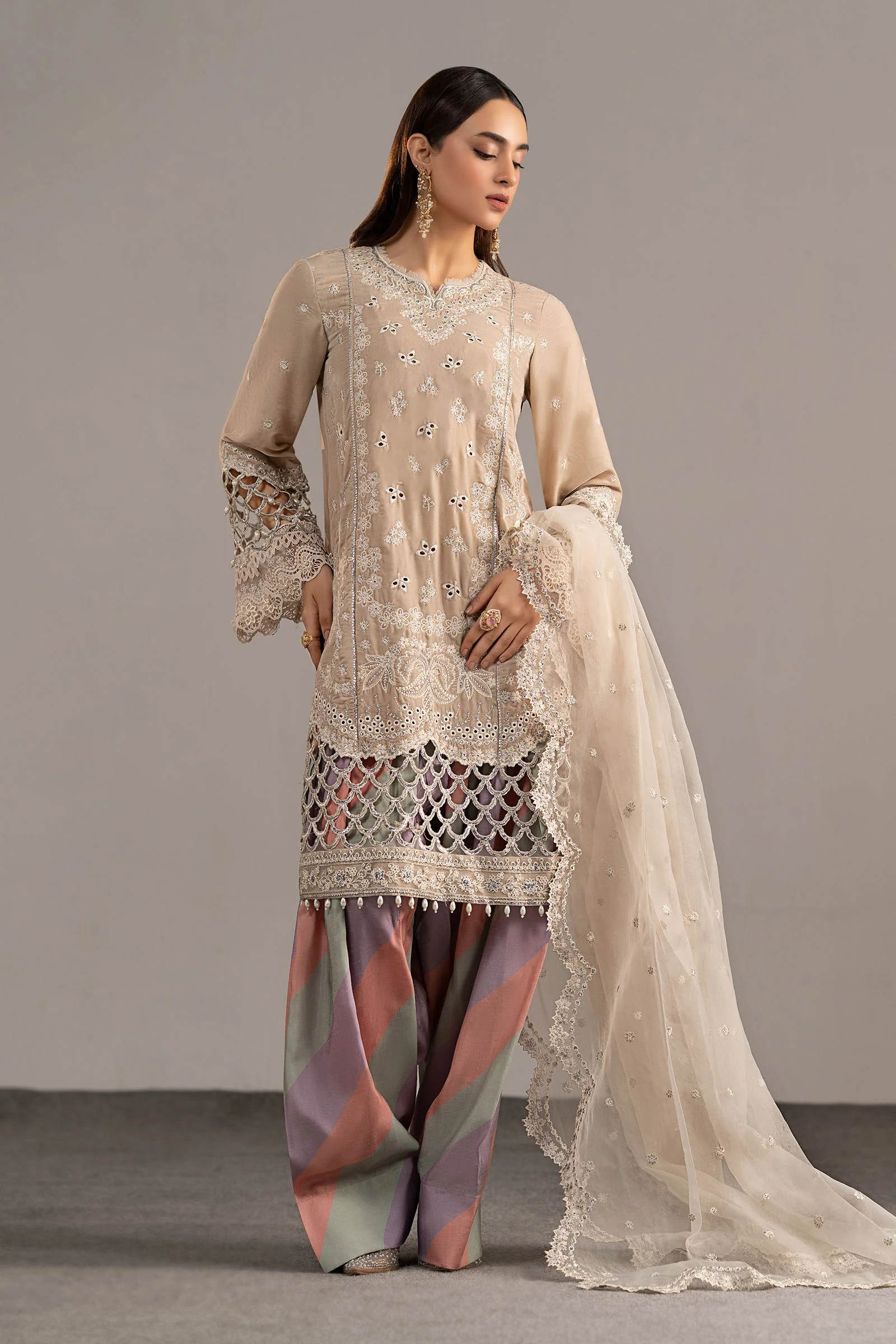 3 Piece Embroidered Velvet Suit