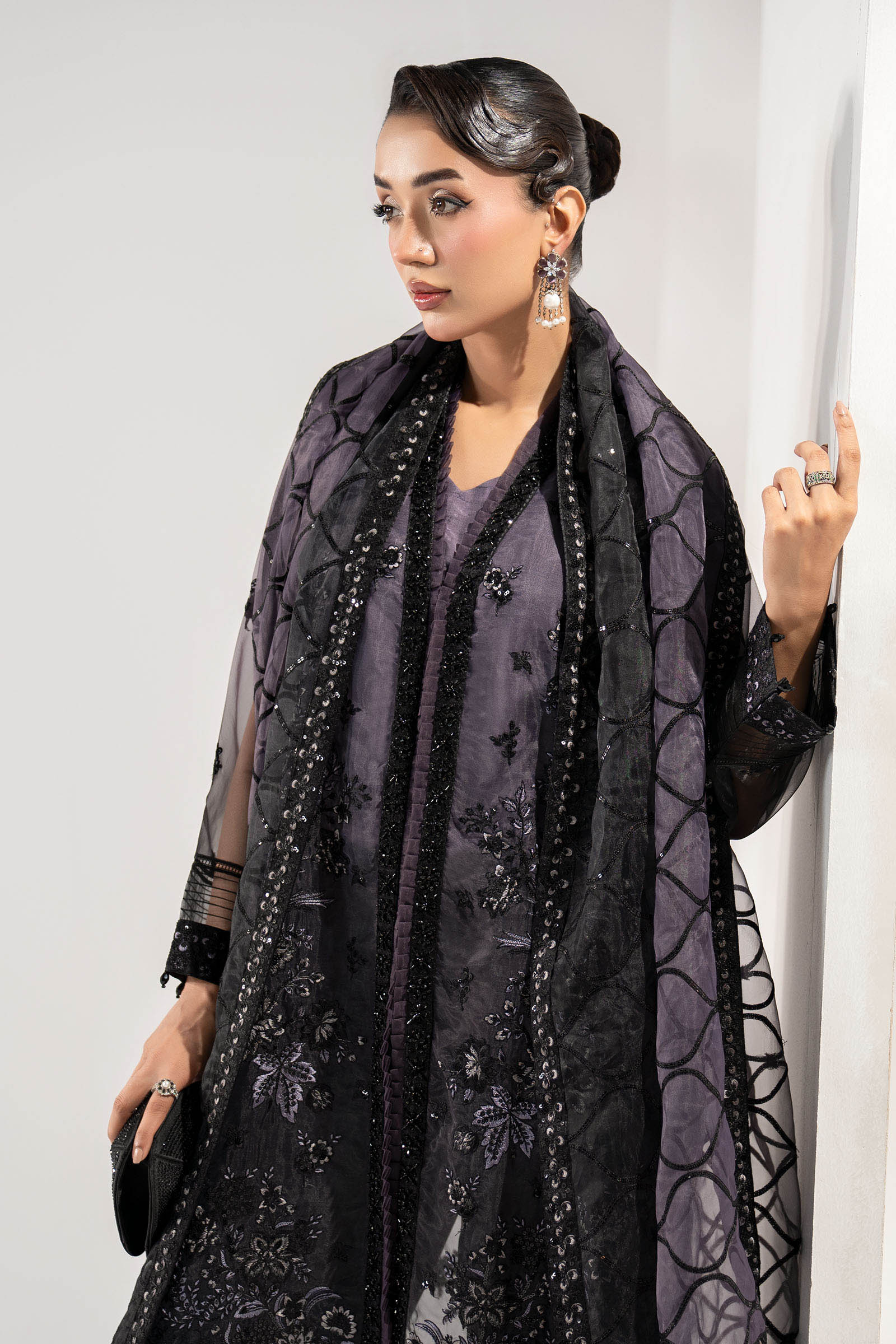 3 Piece Embroidered Organza Suit - Image 4