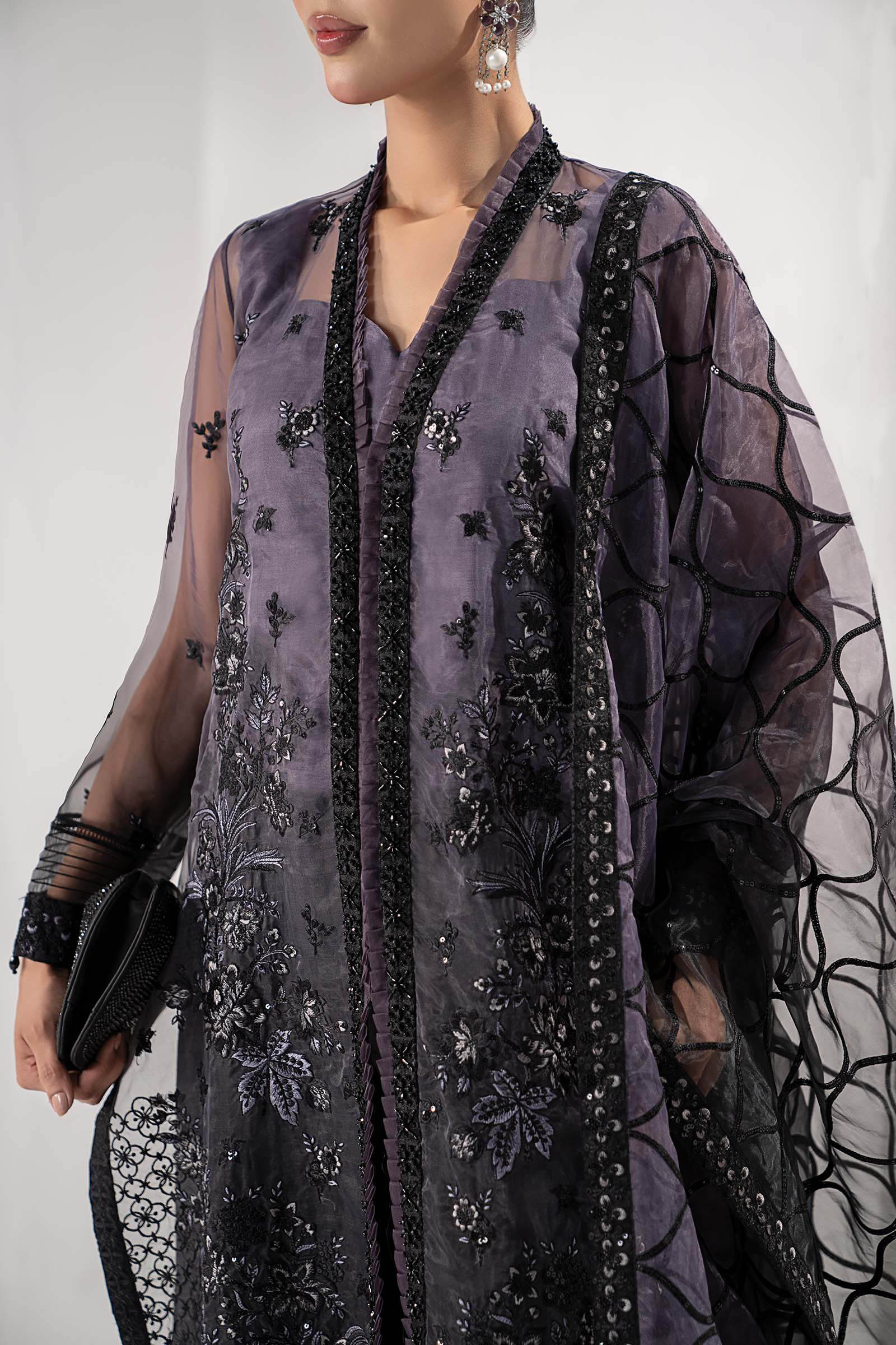3 Piece Embroidered Organza Suit - Image 6