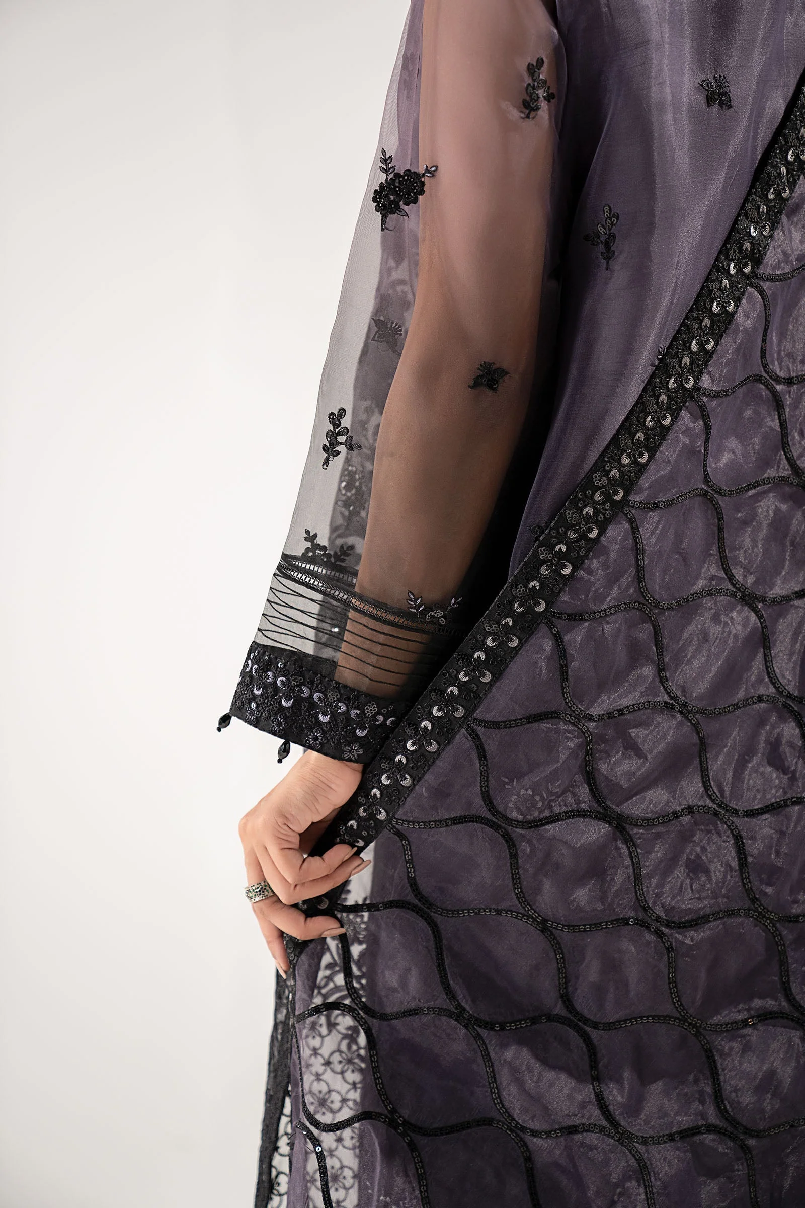 3 Piece Embroidered Organza Suit - Image 8