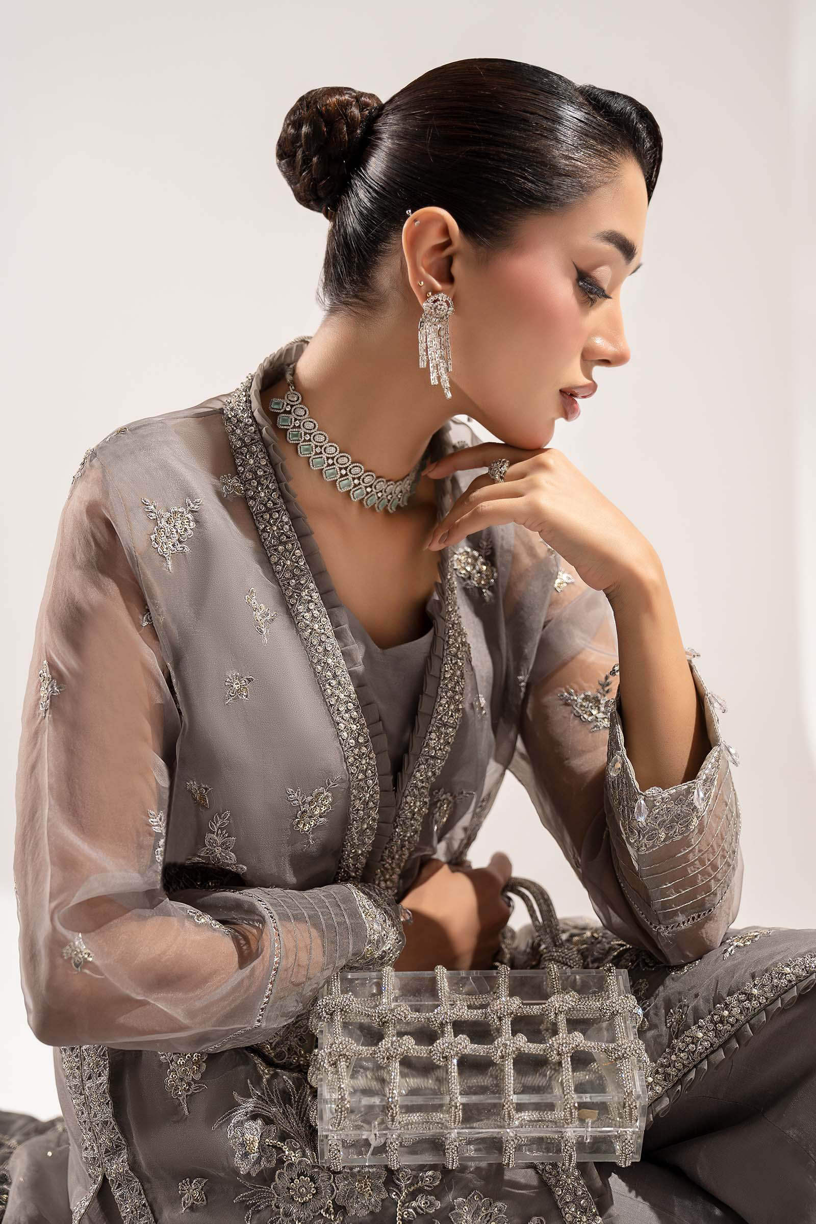 3 Piece Embroidered Organza Suit - Image 2