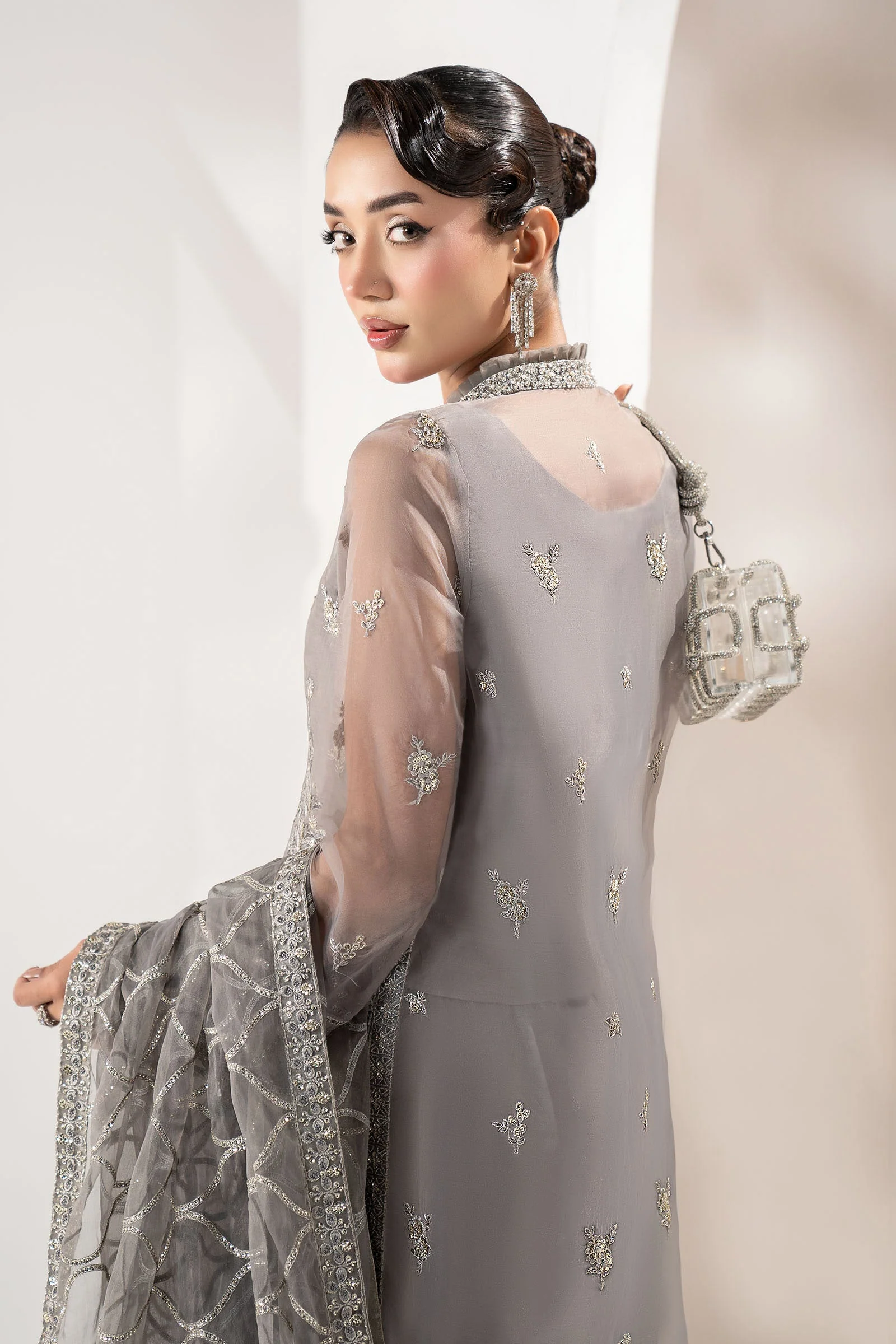 3 Piece Embroidered Organza Suit - Image 3