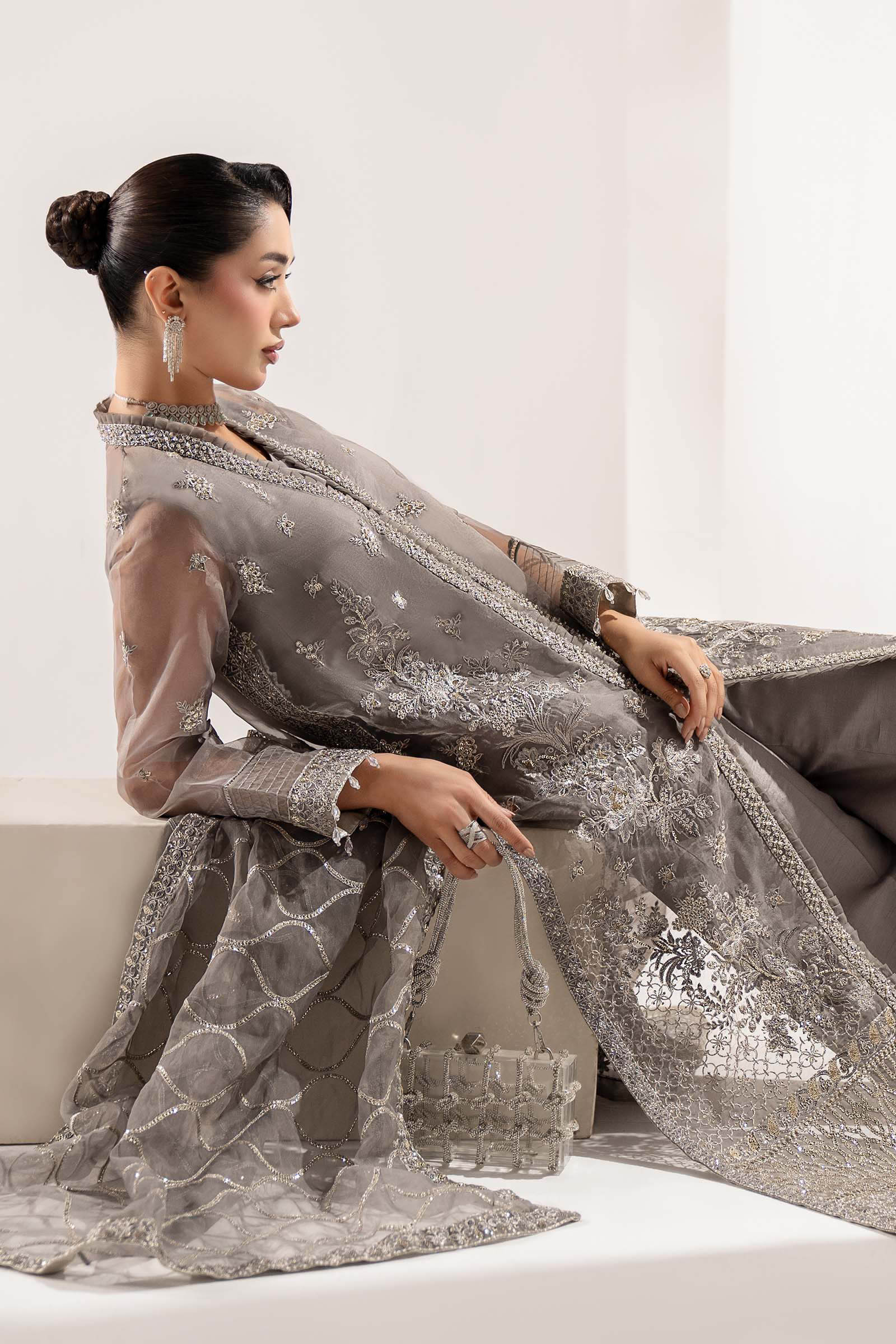 3 Piece Embroidered Organza Suit - Image 4
