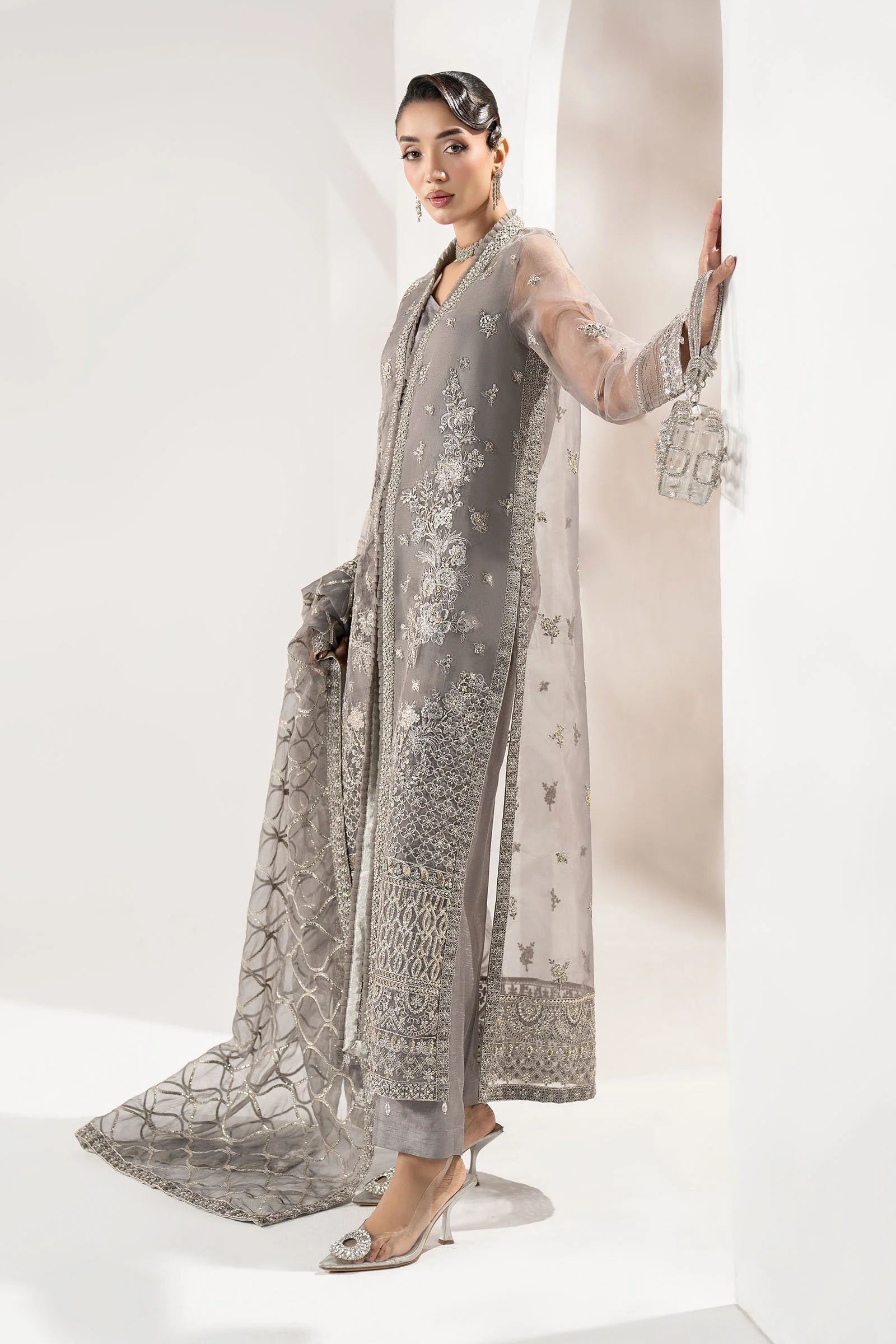3 Piece Embroidered Organza Suit - Image 7