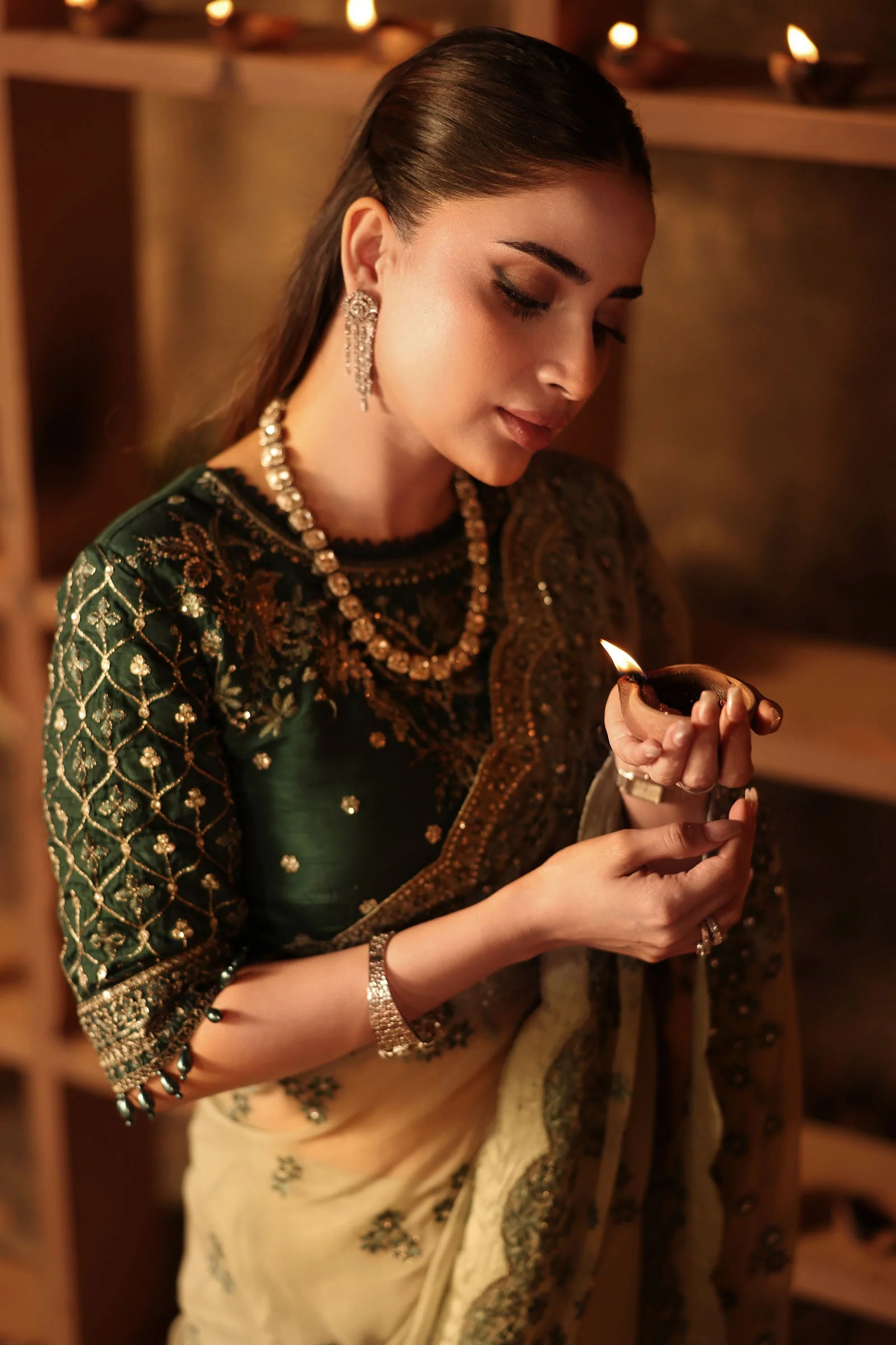 Embroidered Chiffon Saree - Image 4