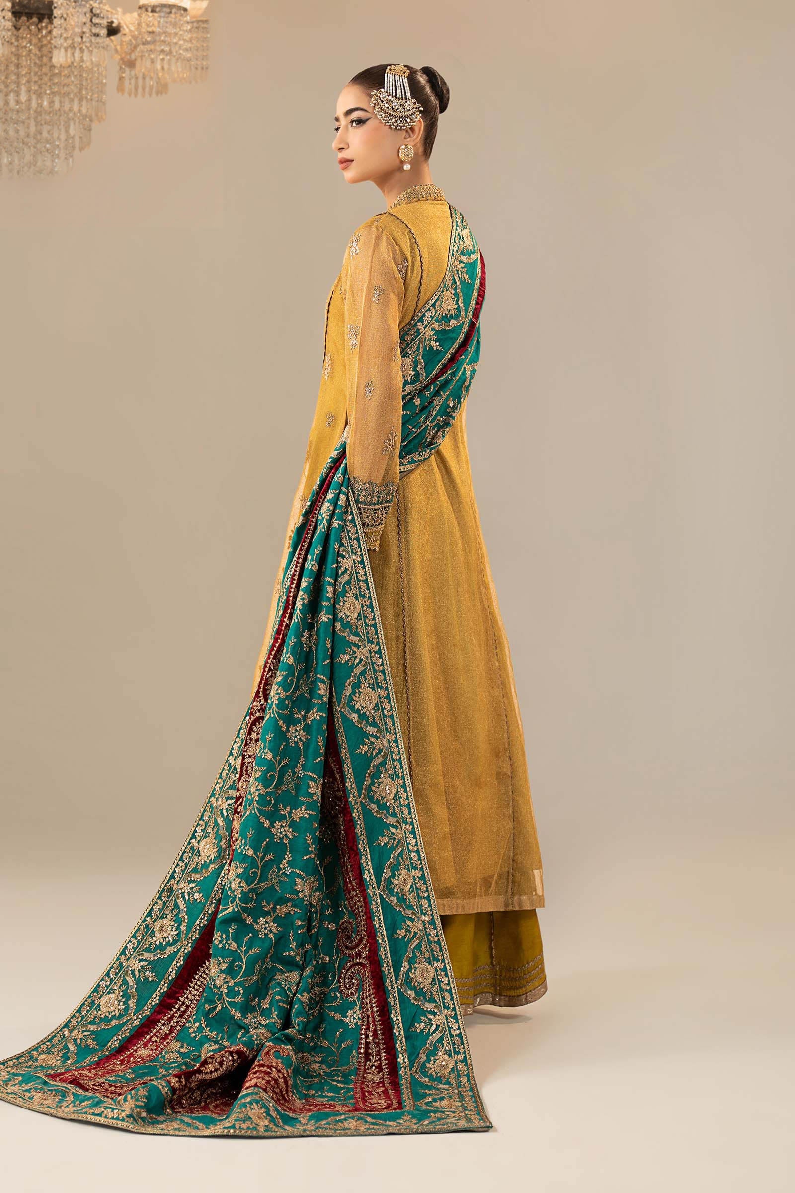 3 Piece Embroidered Zari Net Suit - Image 10