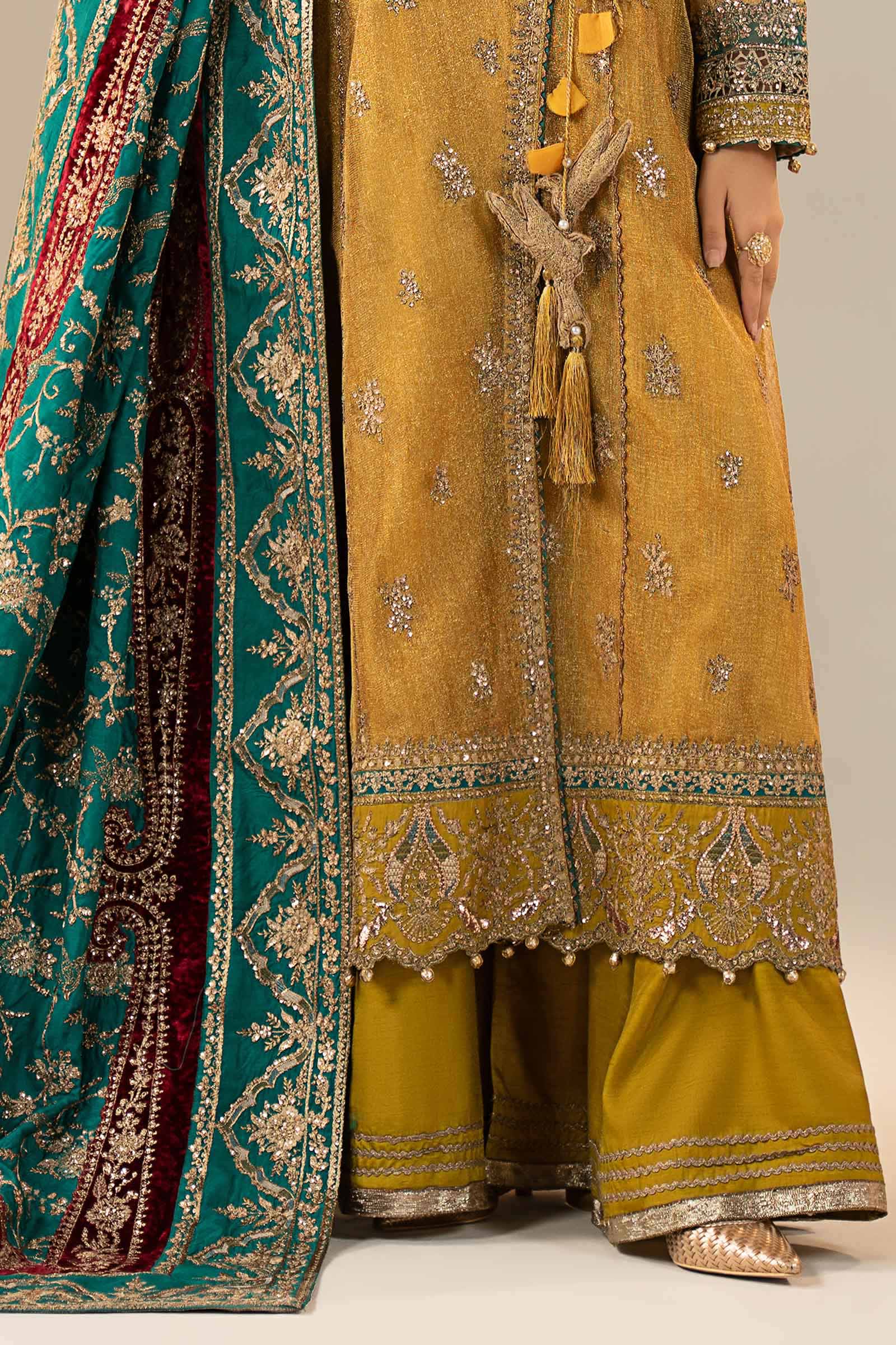 3 Piece Embroidered Zari Net Suit - Image 6