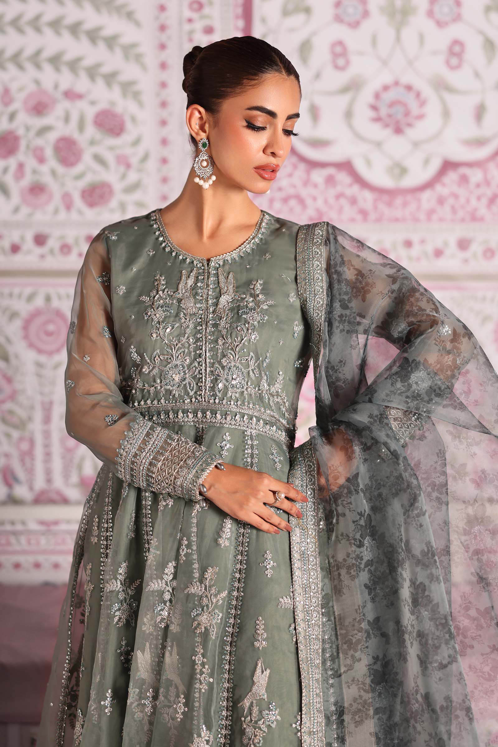 3 Piece Embroidered Organza Suit - Image 2