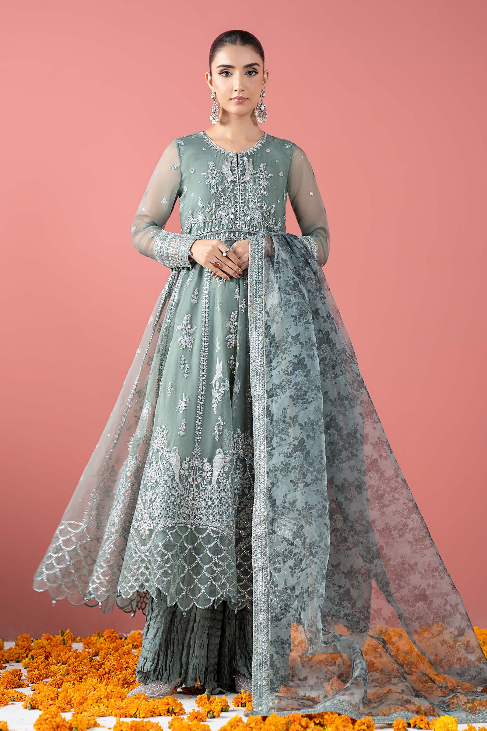 3 Piece Embroidered Organza Suit - Image 4
