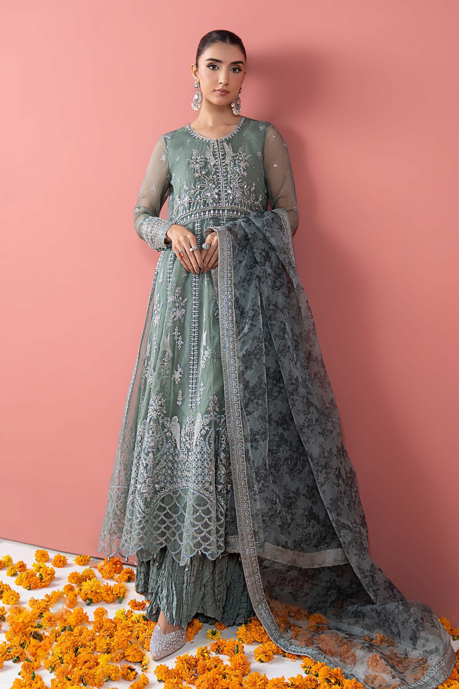 3 Piece Embroidered Organza Suit - Image 6