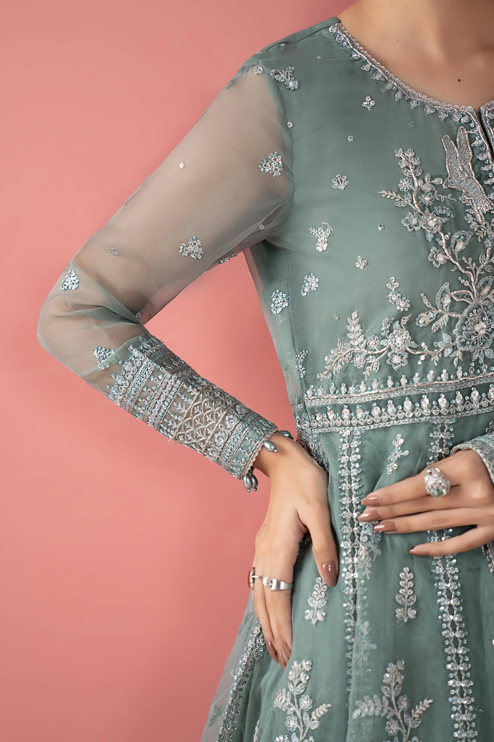 3 Piece Embroidered Organza Suit - Image 7