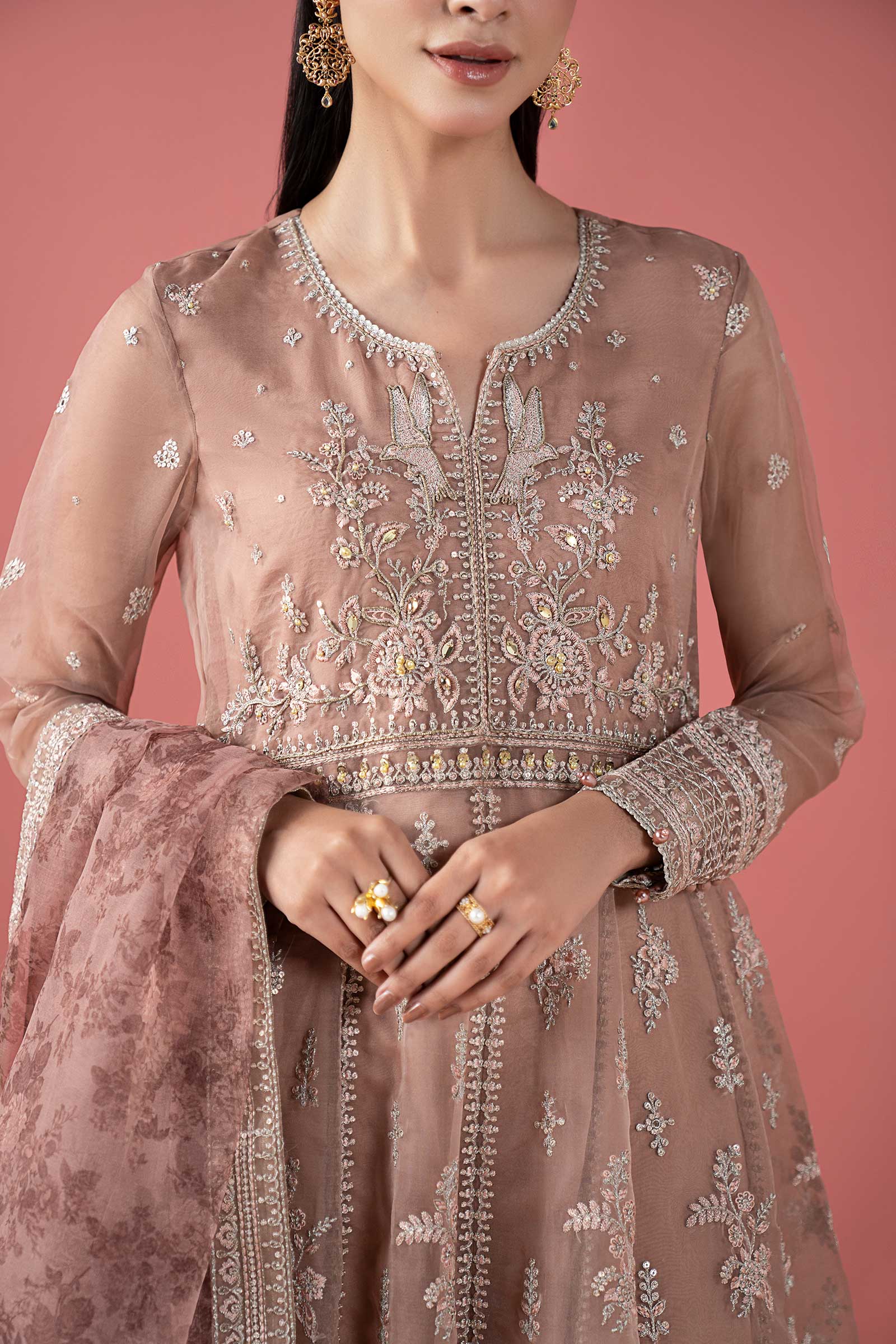 3 Piece Embroidered Organza Suit - Image 6