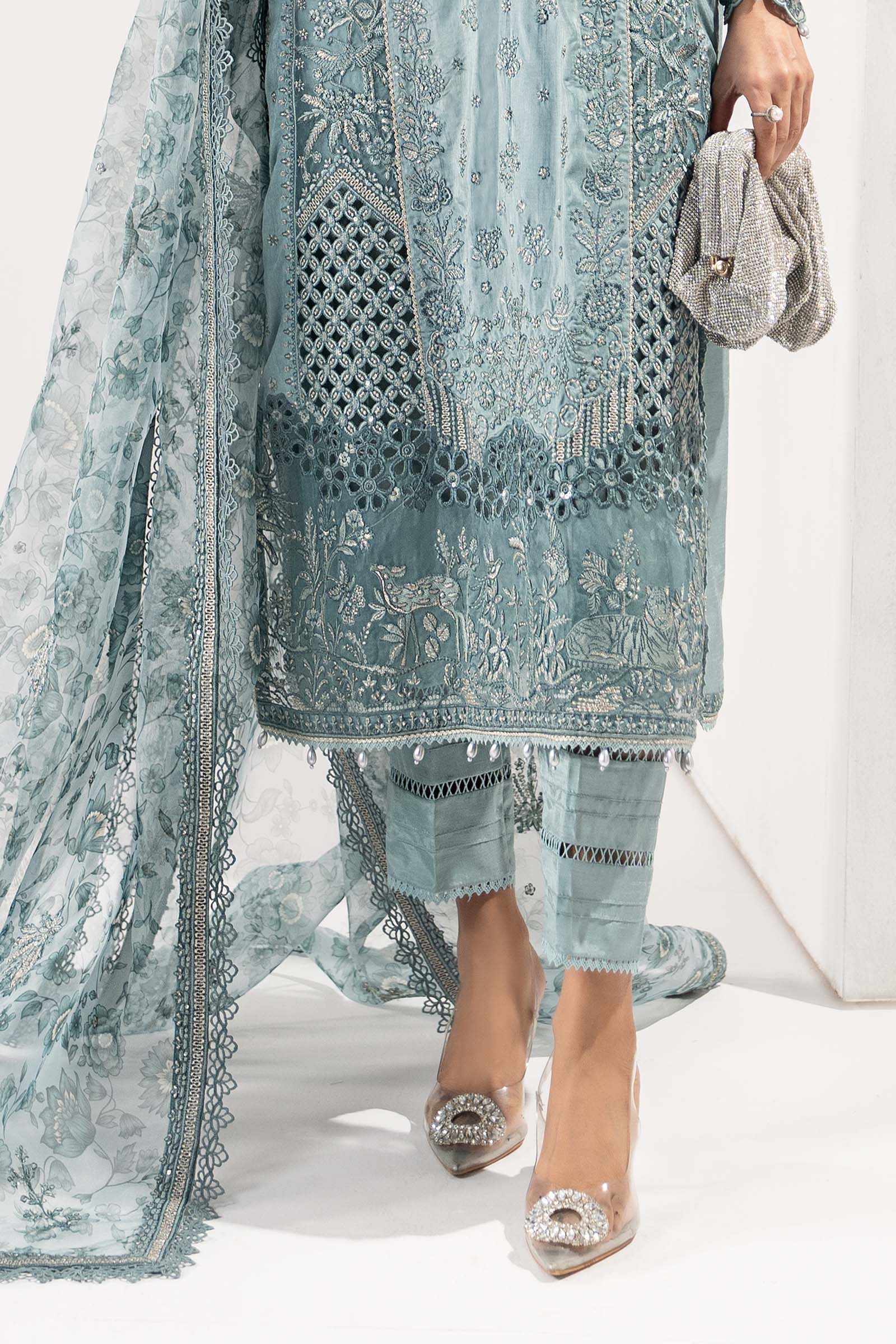 3 Piece Embroidered Raw Silk Suit - Image 5