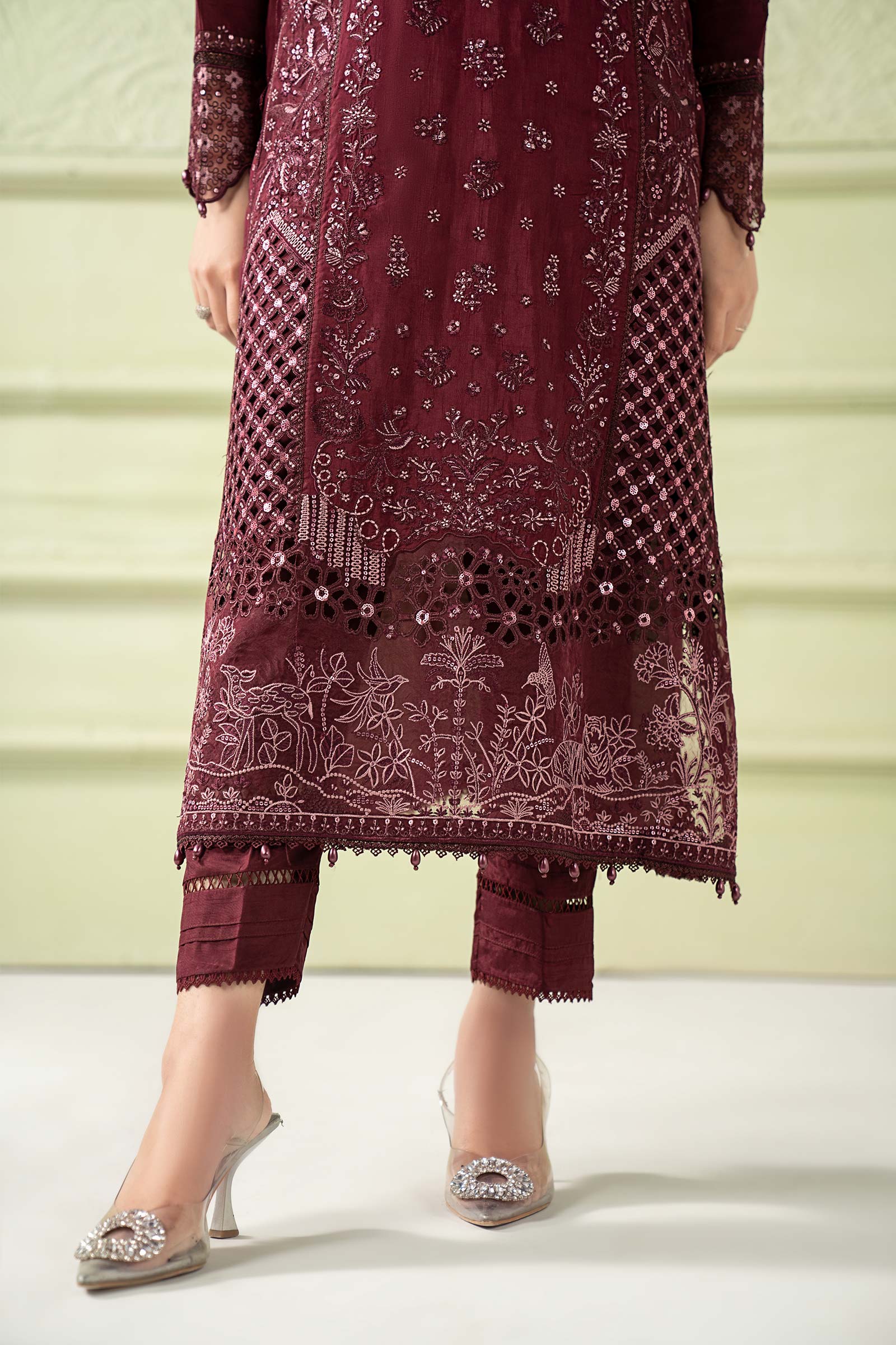 3 Piece Embroidered Raw Silk Suit - Image 5