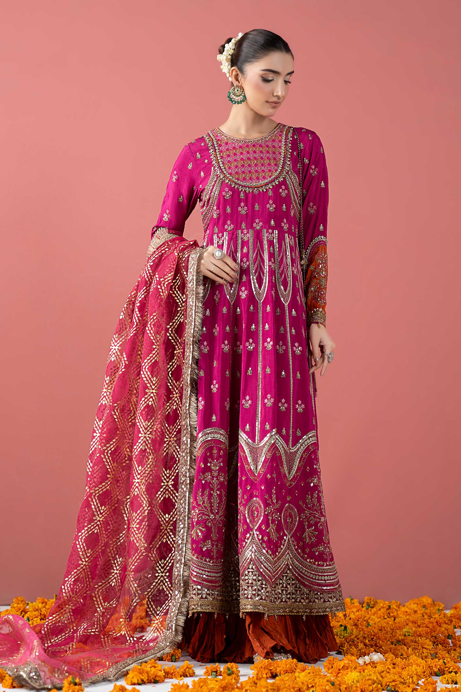 3 Piece Embroidered Raw Silk Suit - Image 3