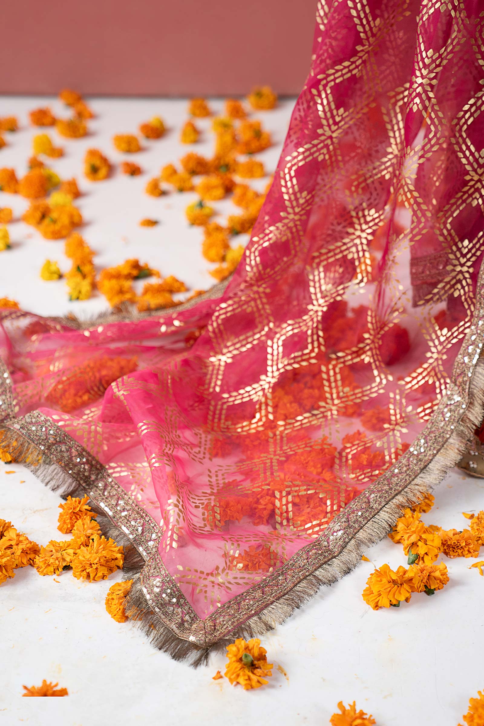 3 Piece Embroidered Raw Silk Suit - Image 4