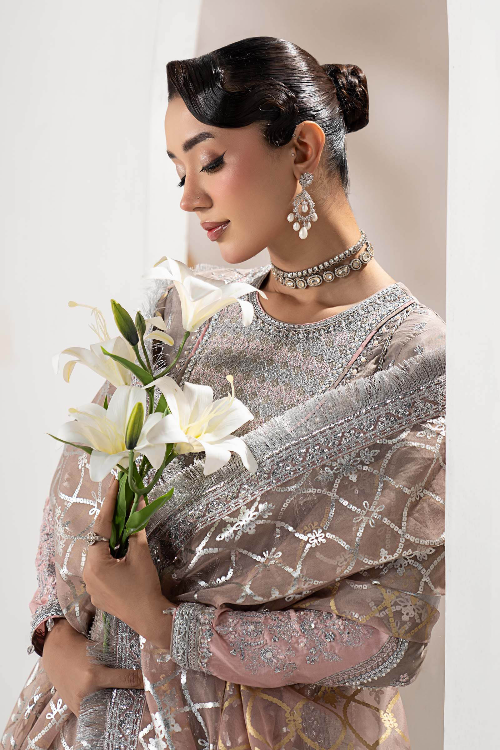 3 Piece Embroidered Raw Silk Suit - Image 2