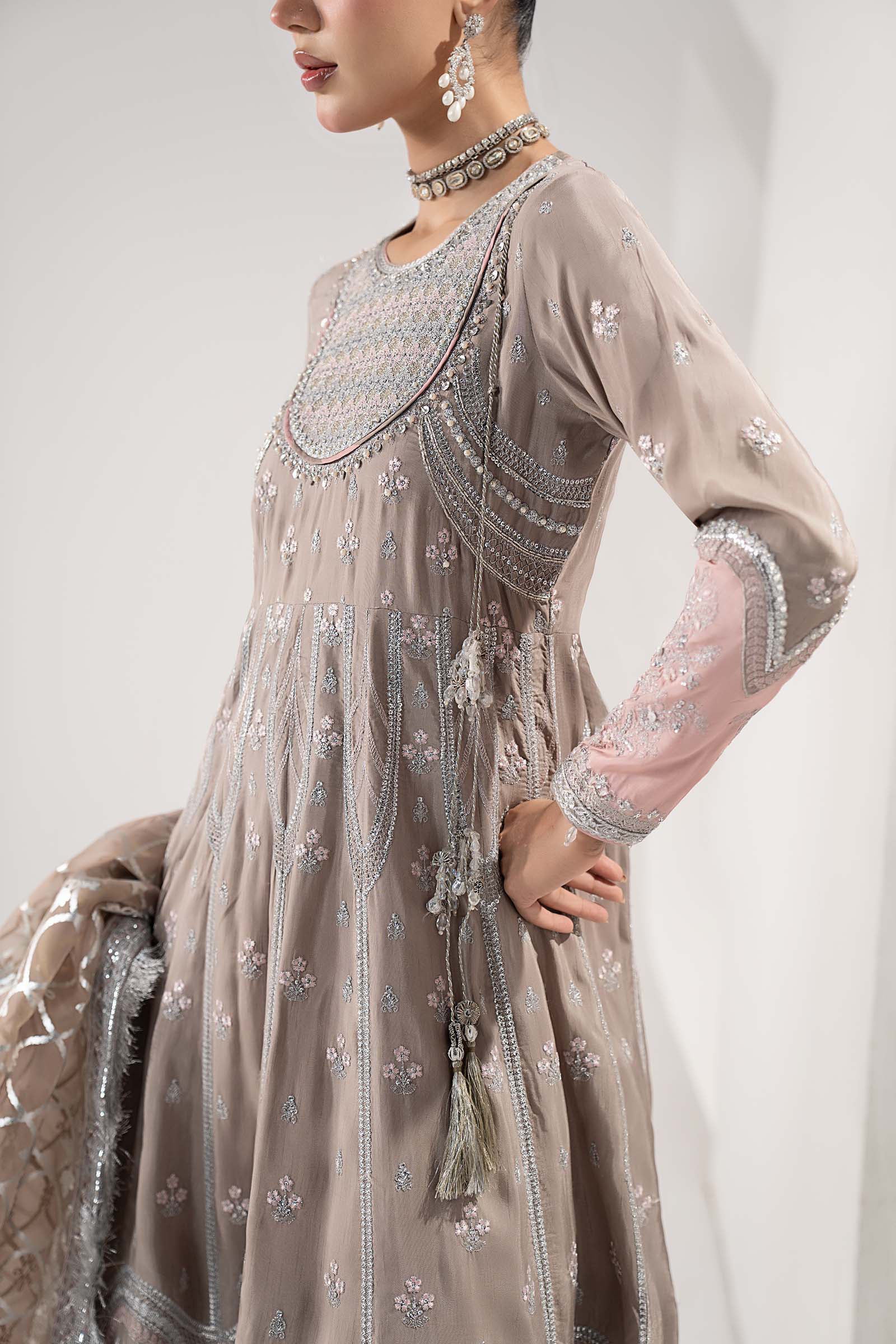 3 Piece Embroidered Raw Silk Suit - Image 3
