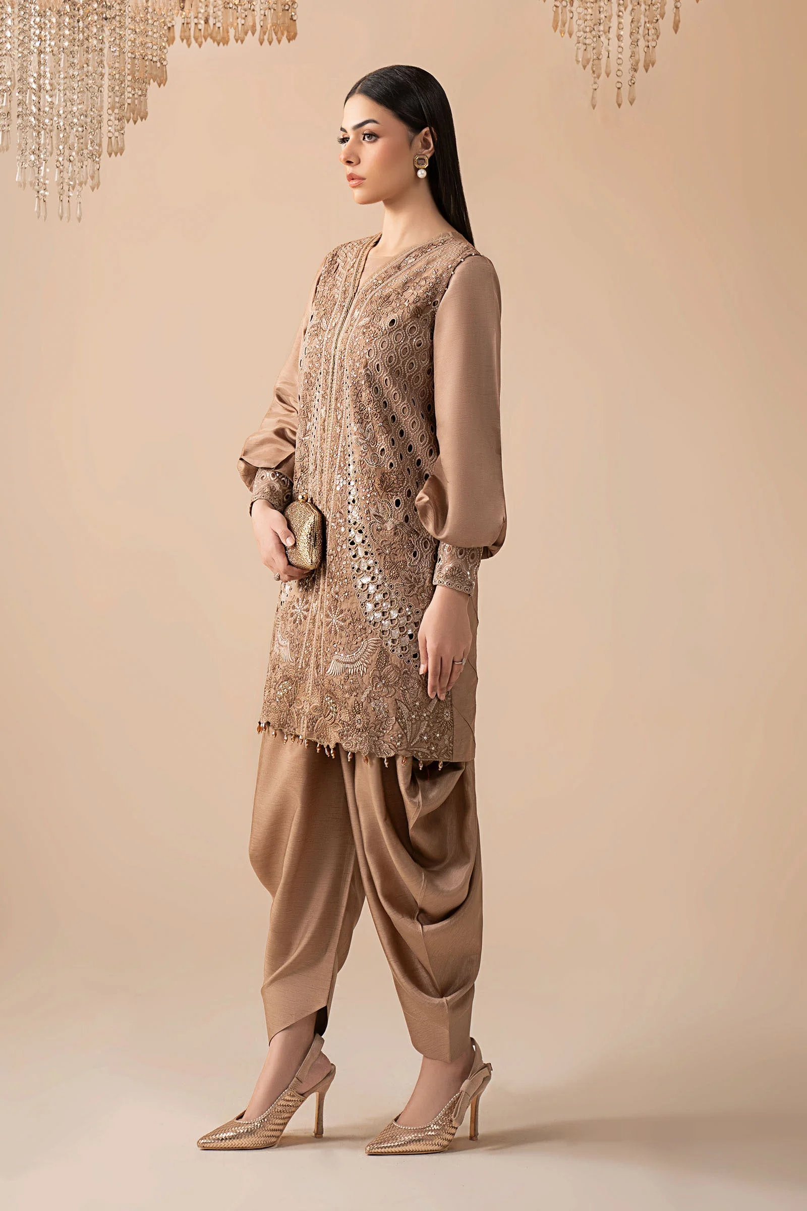 3 Piece Embroidered Raw Silk Suit - Image 5