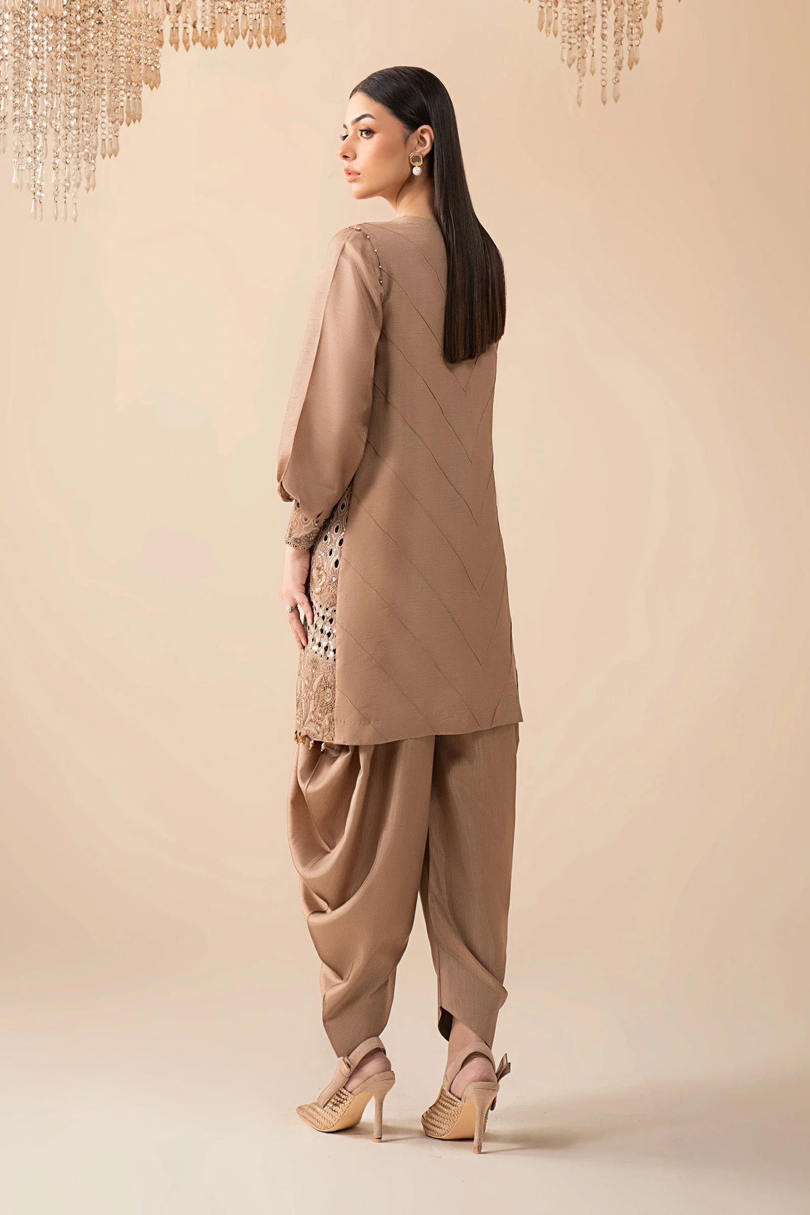 3 Piece Embroidered Raw Silk Suit - Image 6