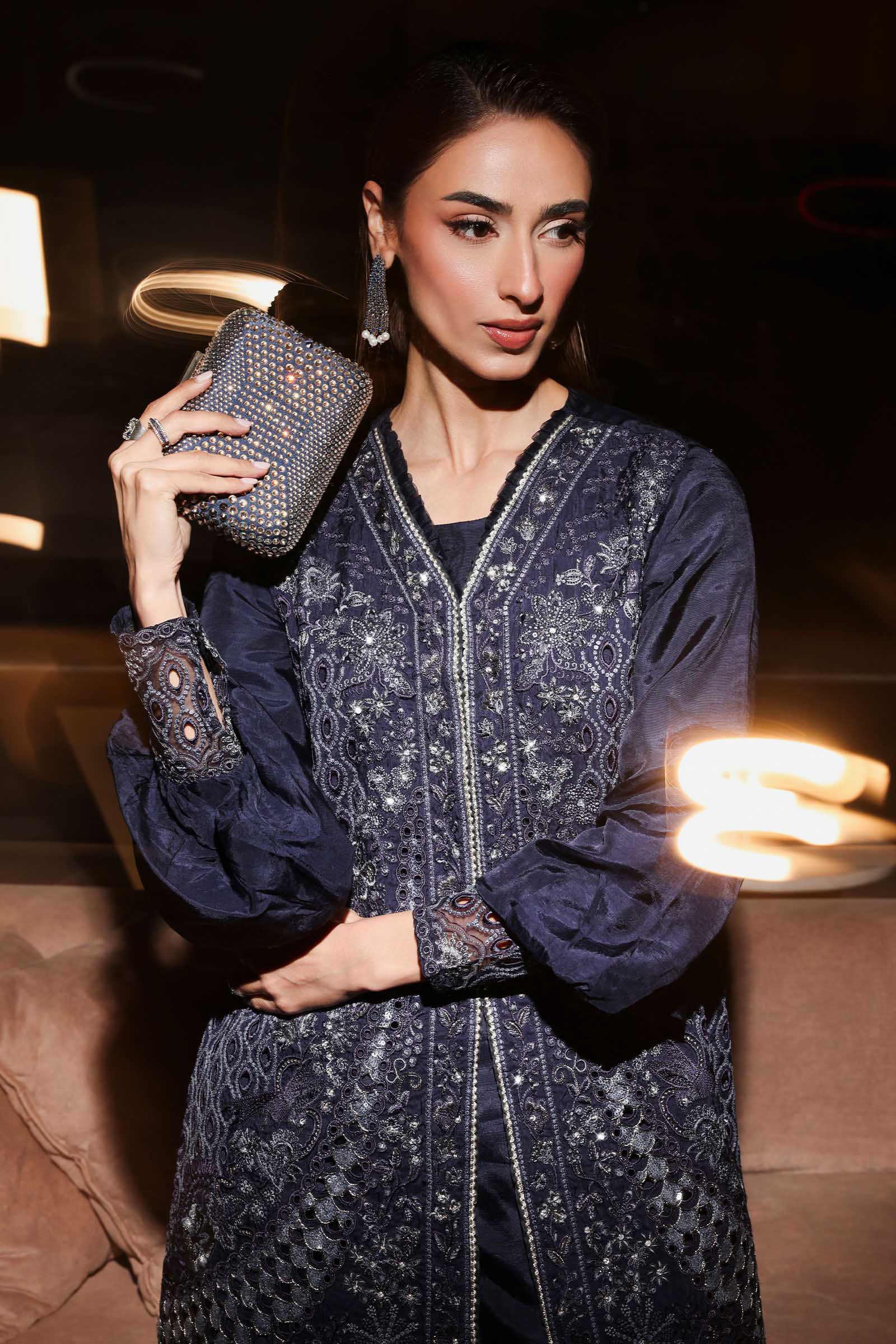 3 Piece Embroidered Raw Silk Suit - Image 2