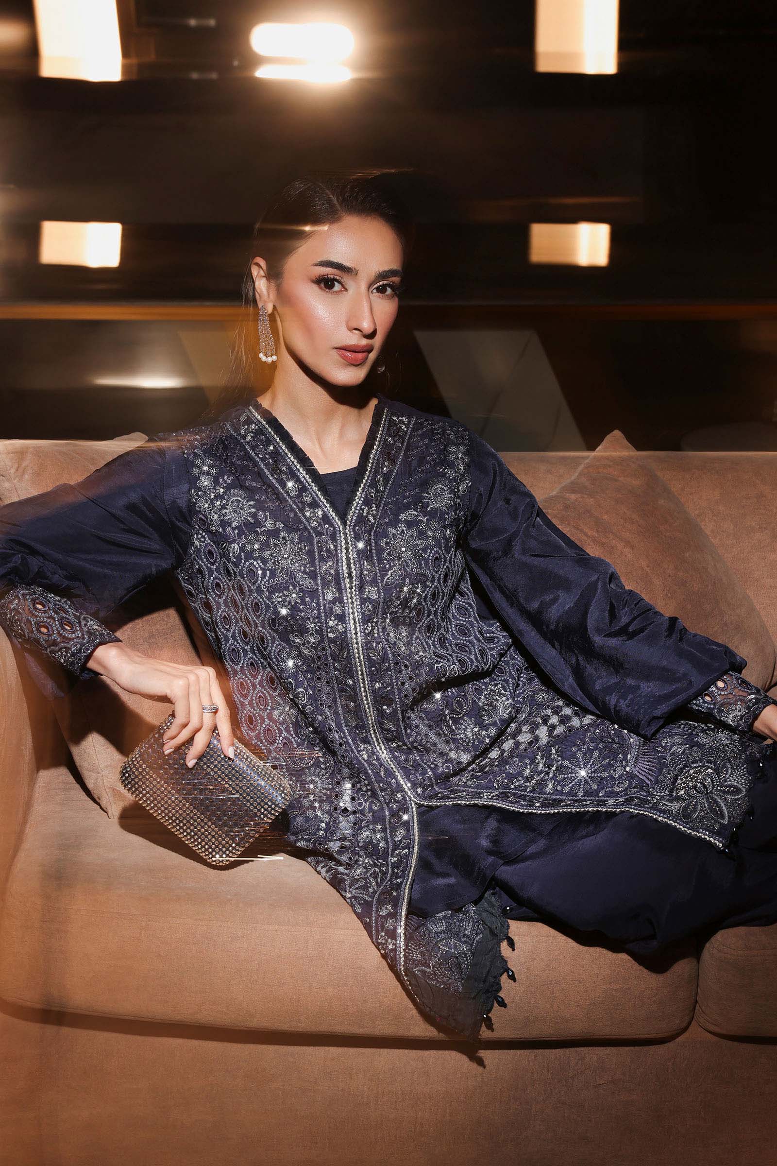 3 Piece Embroidered Raw Silk Suit - Image 4