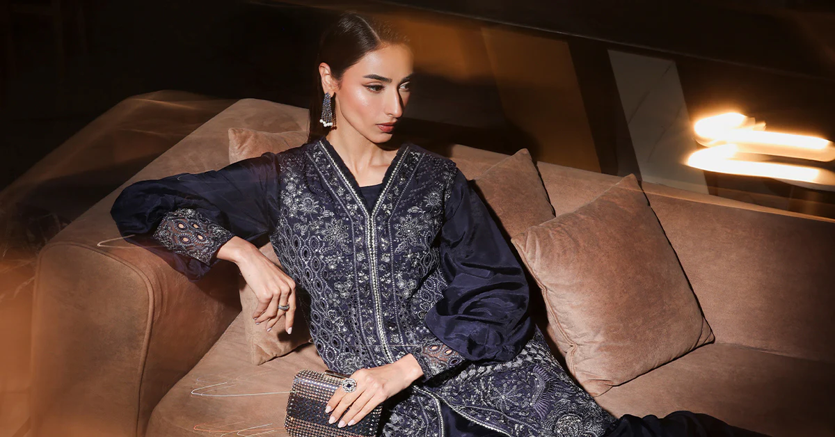 3 Piece Embroidered Raw Silk Suit - Image 8