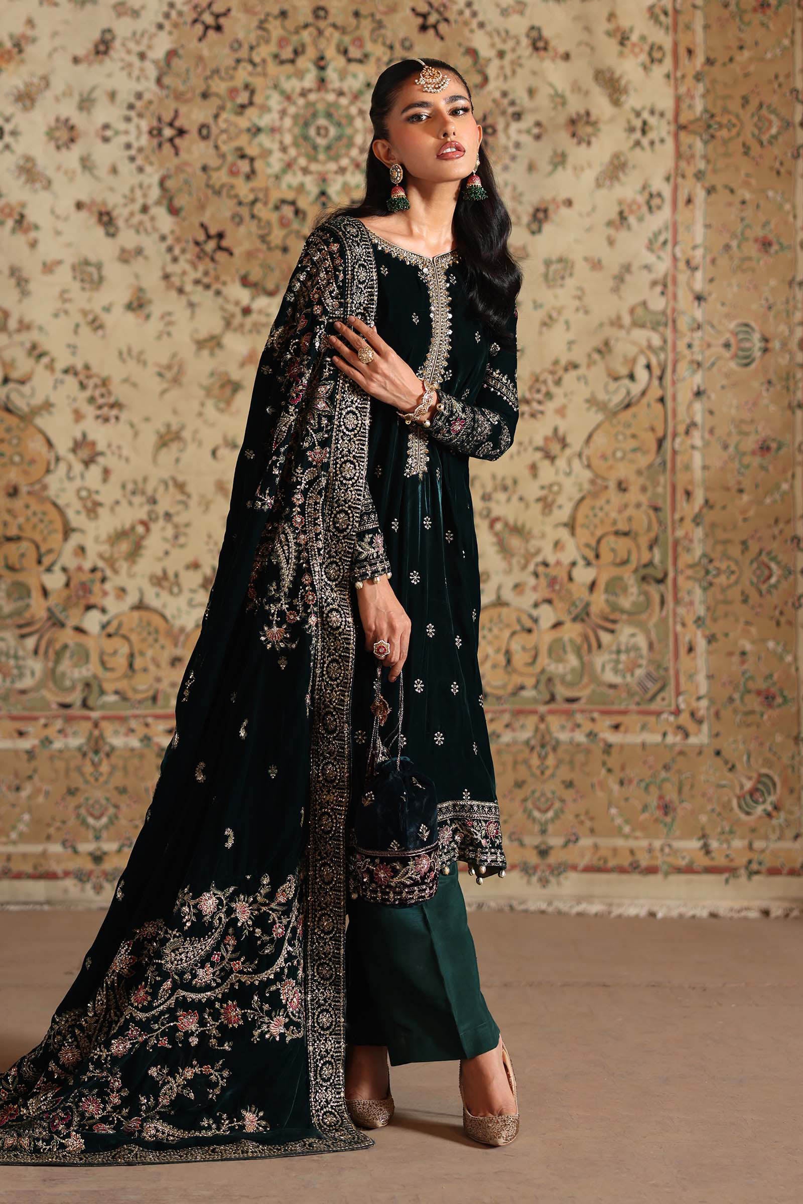 3 Piece Embroidered Velvet Suit - Image 11