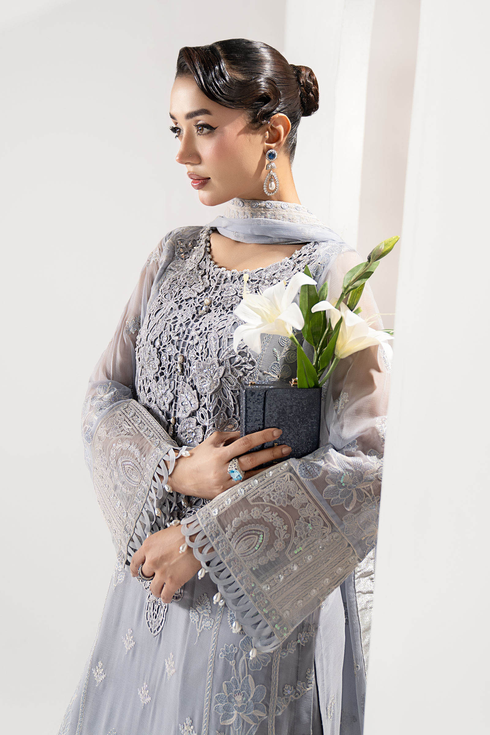 3 Piece Embroidered Chiffon Suit - Image 2