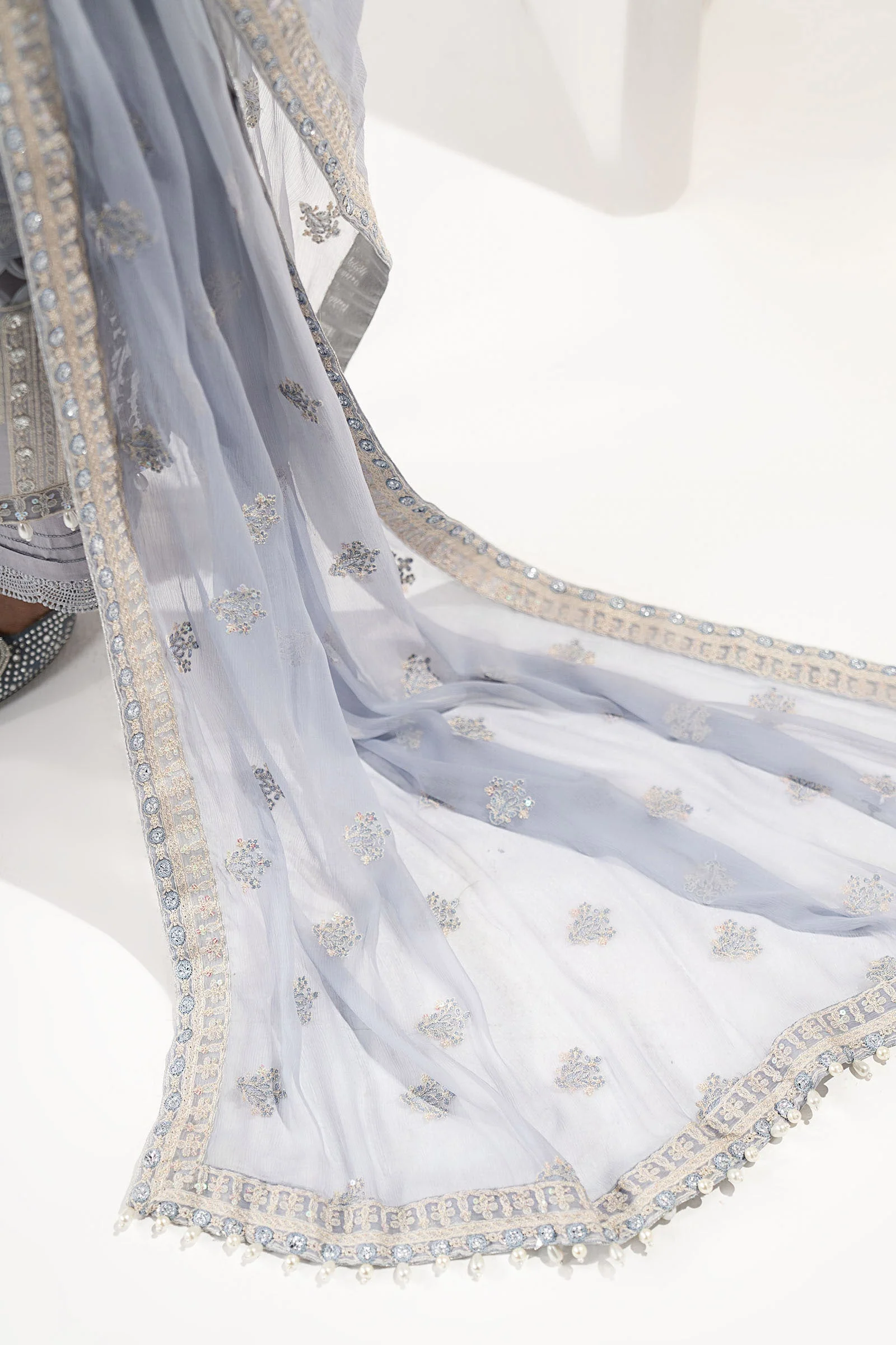 3 Piece Embroidered Chiffon Suit - Image 5
