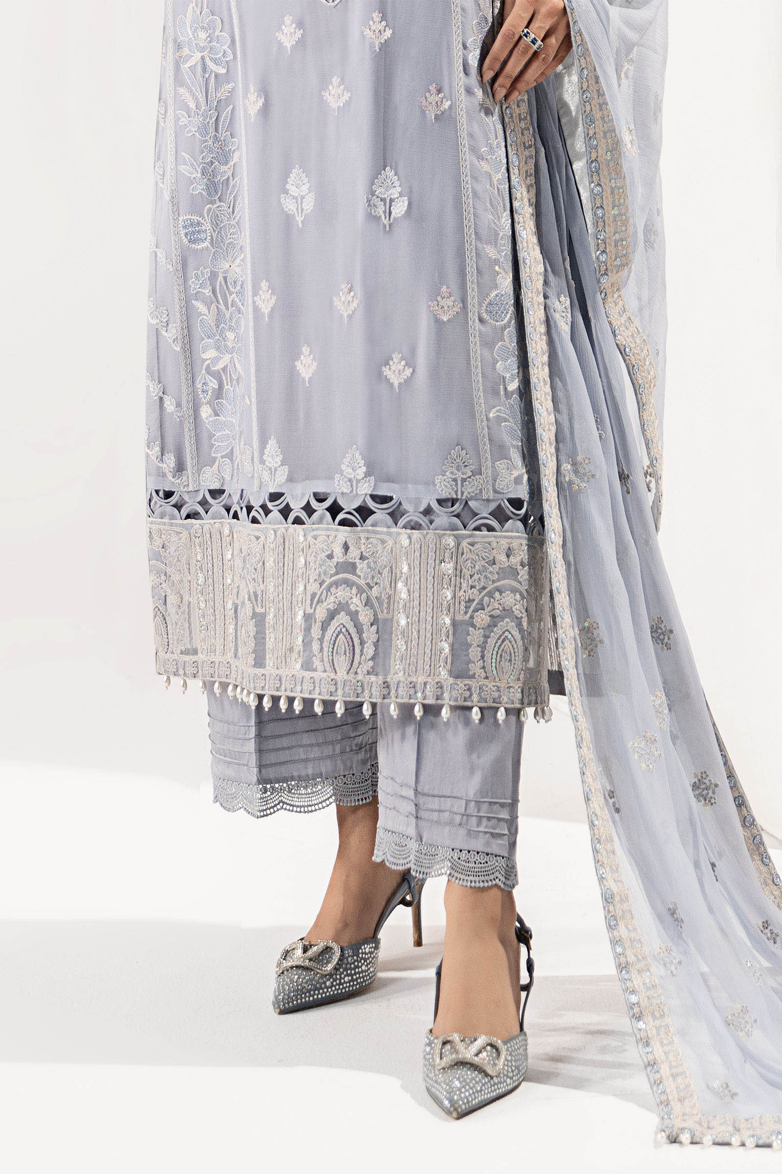 3 Piece Embroidered Chiffon Suit - Image 6