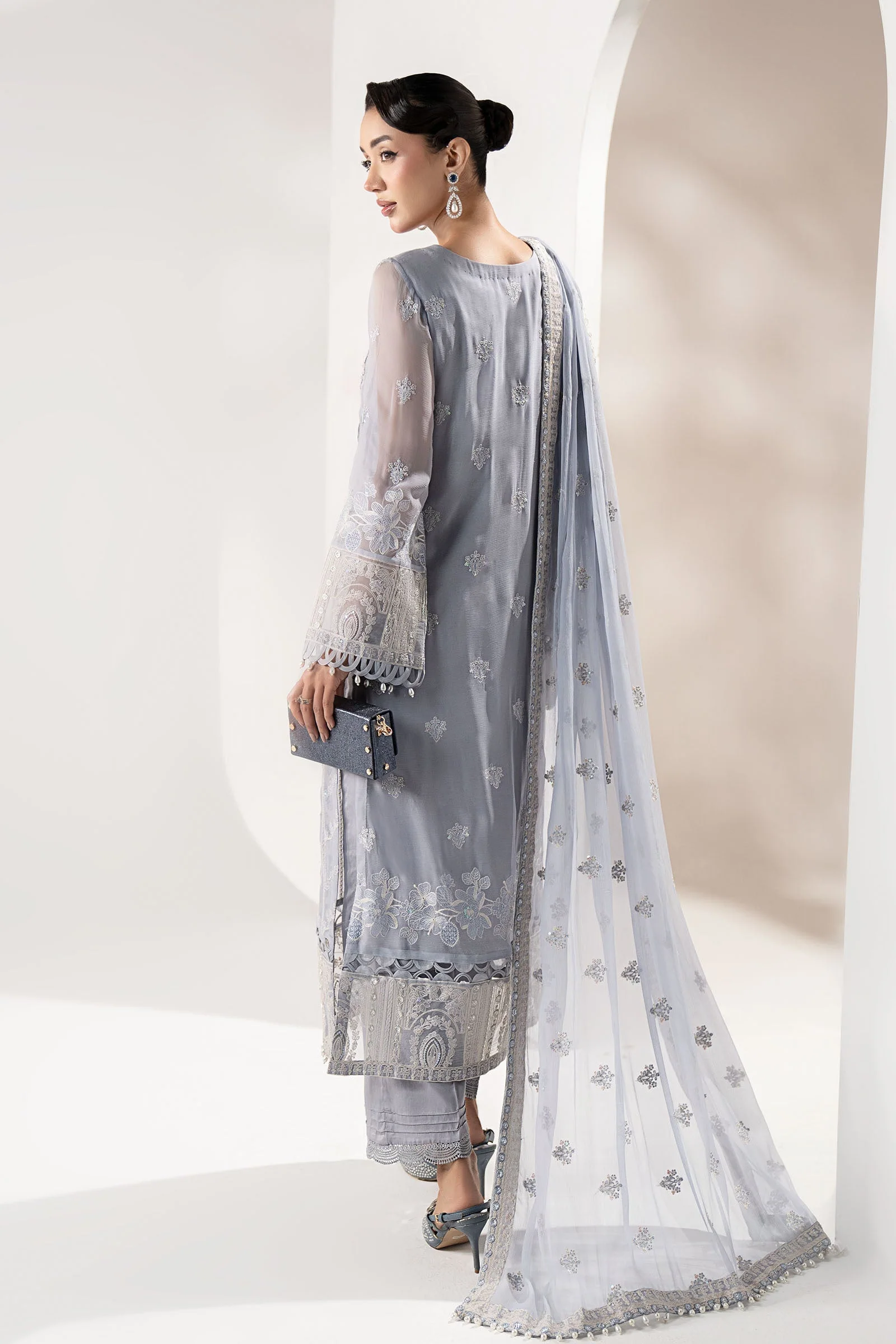 3 Piece Embroidered Chiffon Suit - Image 7