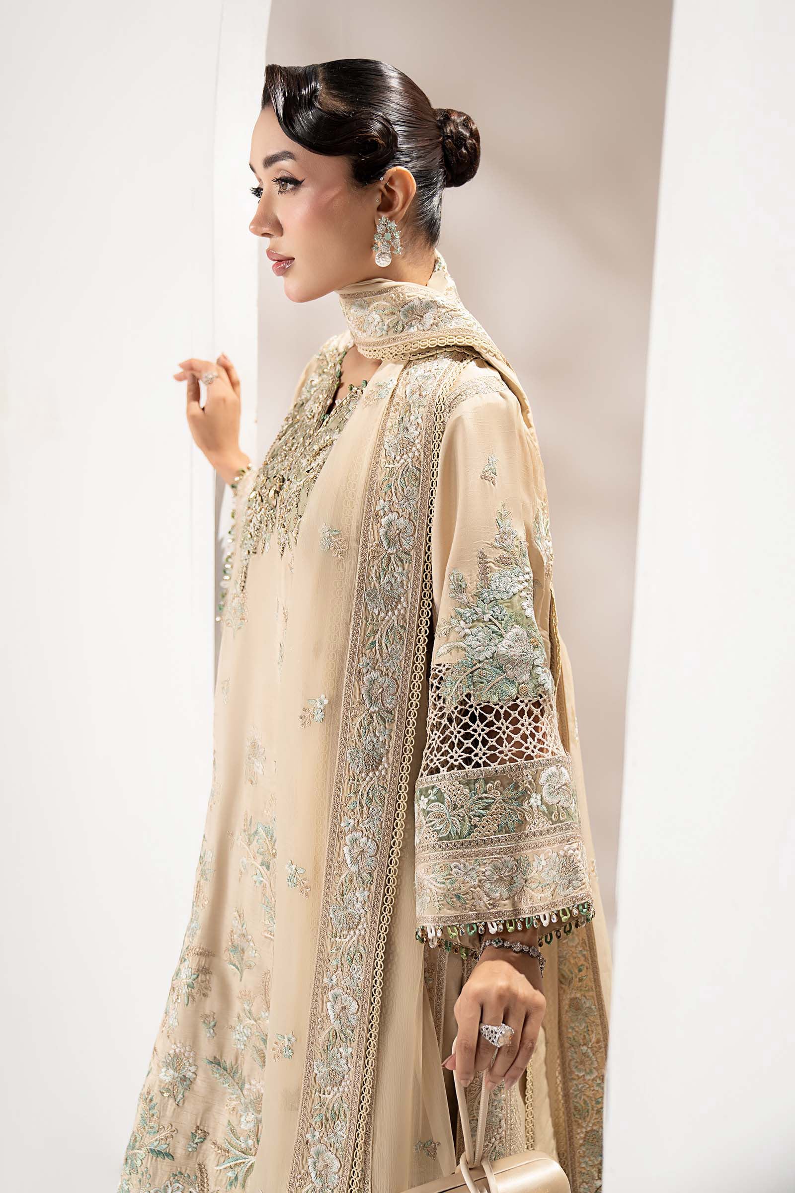 3 Piece Embroidered Raw Silk Suit - Image 2