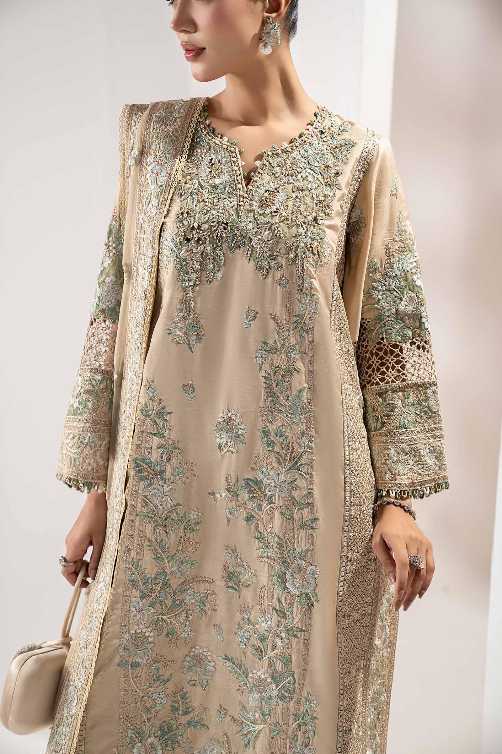 3 Piece Embroidered Raw Silk Suit - Image 3