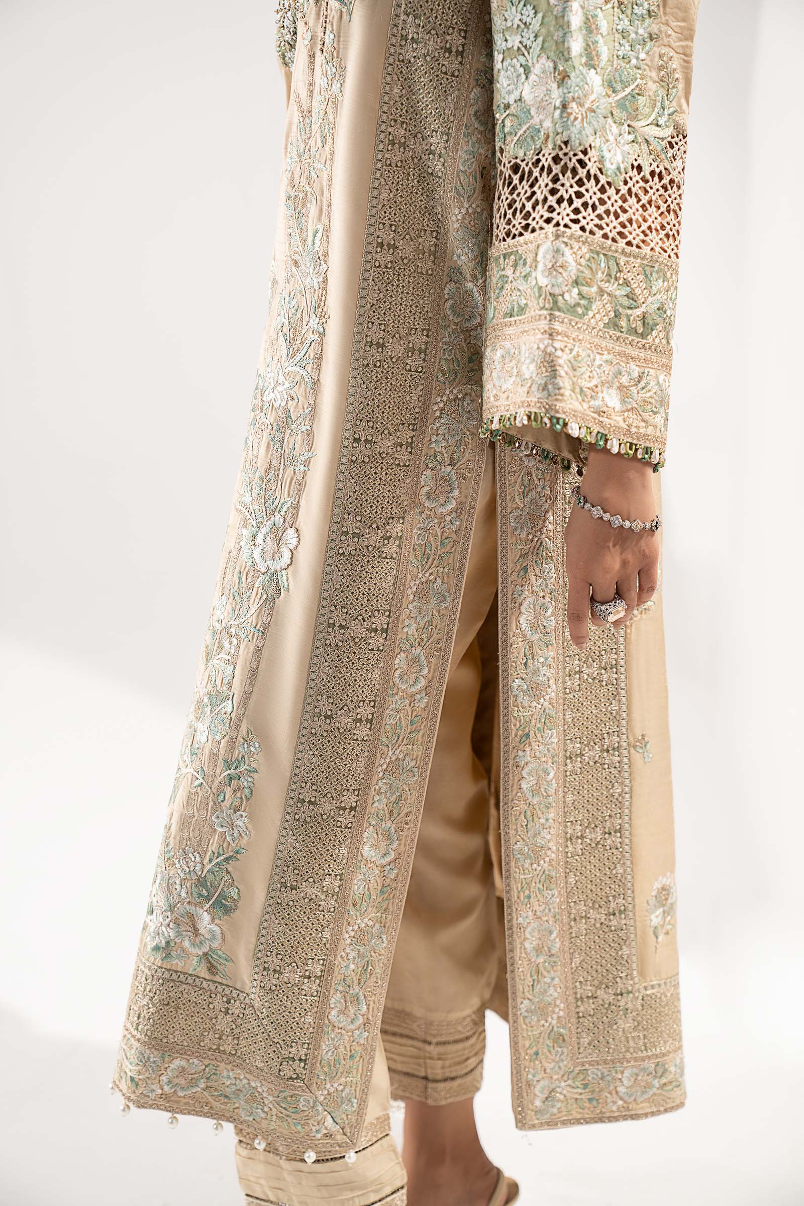 3 Piece Embroidered Raw Silk Suit - Image 5