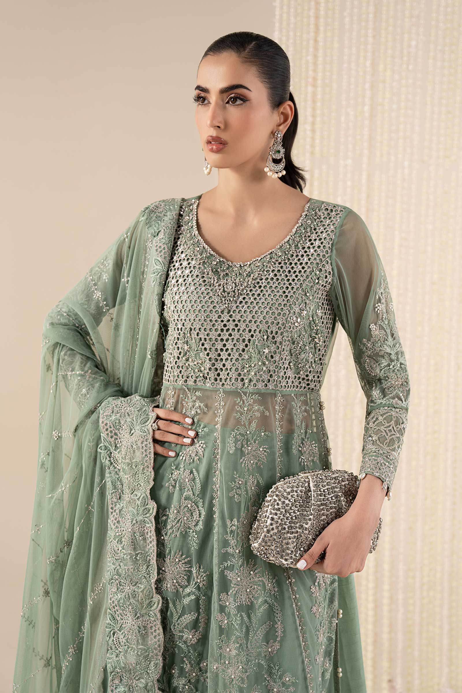 3 Piece Embroidered Net Suit - Image 2