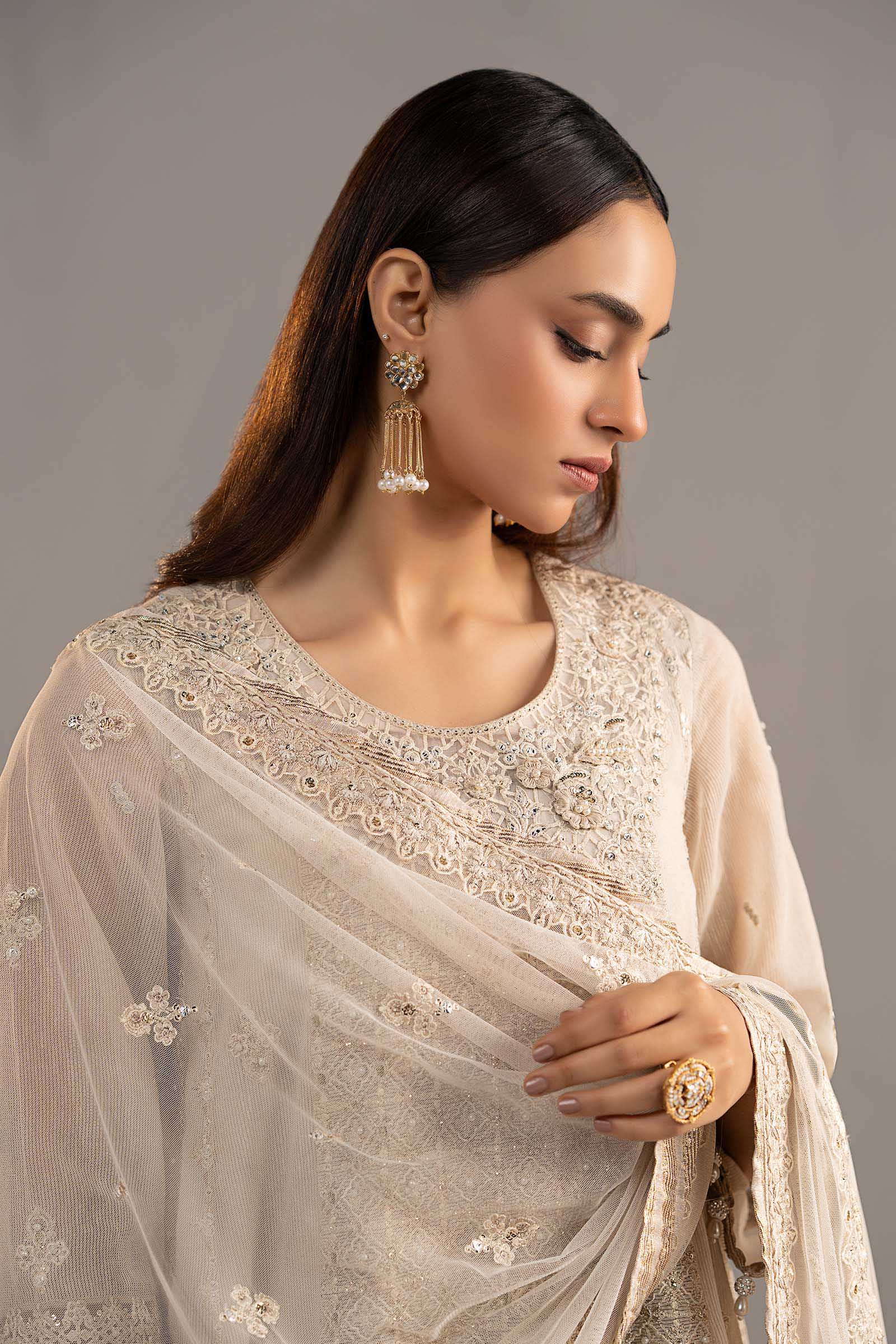 3 Piece Embroidered Cotton Net Suit - Image 2