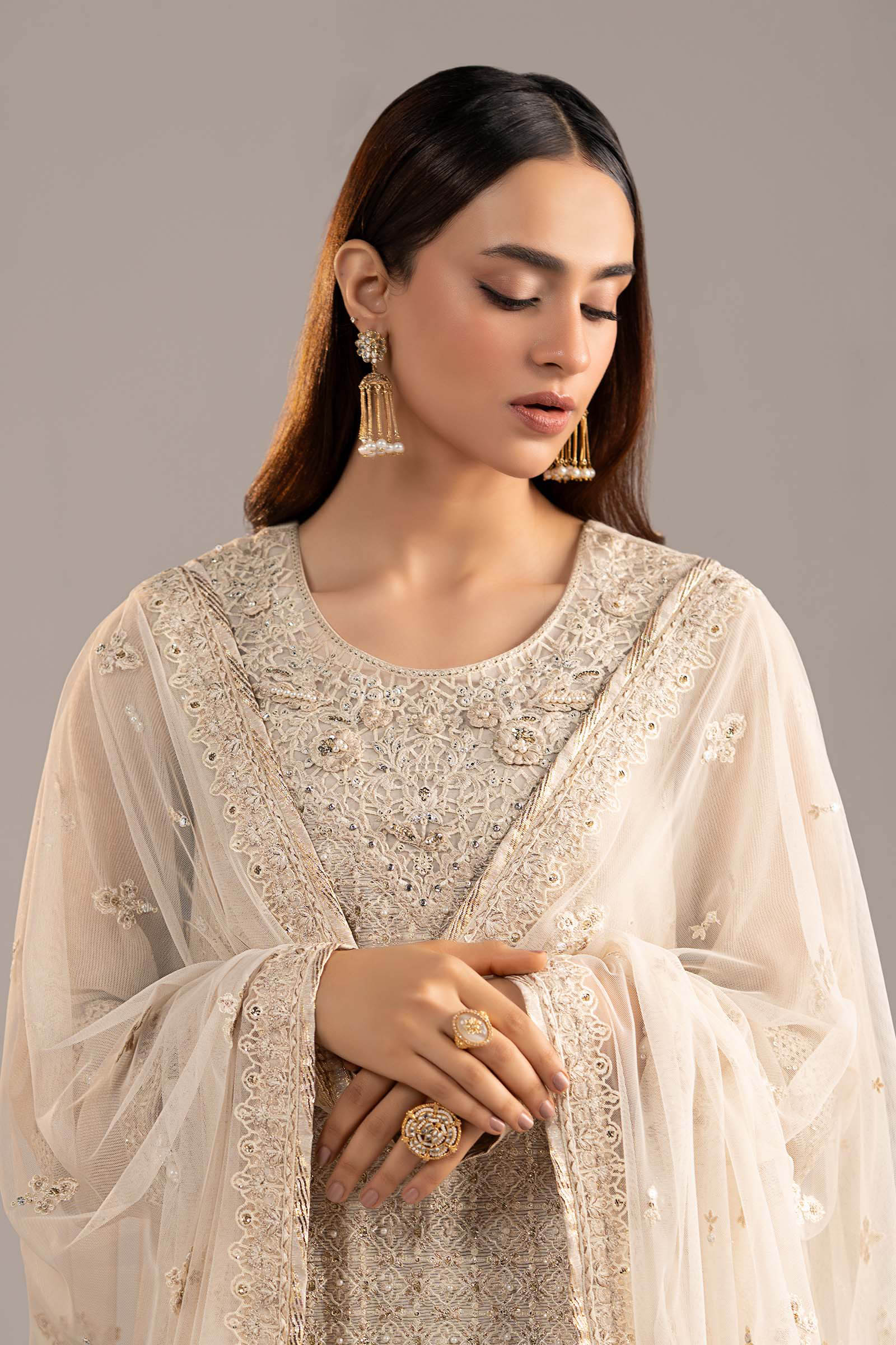 3 Piece Embroidered Cotton Net Suit - Image 3