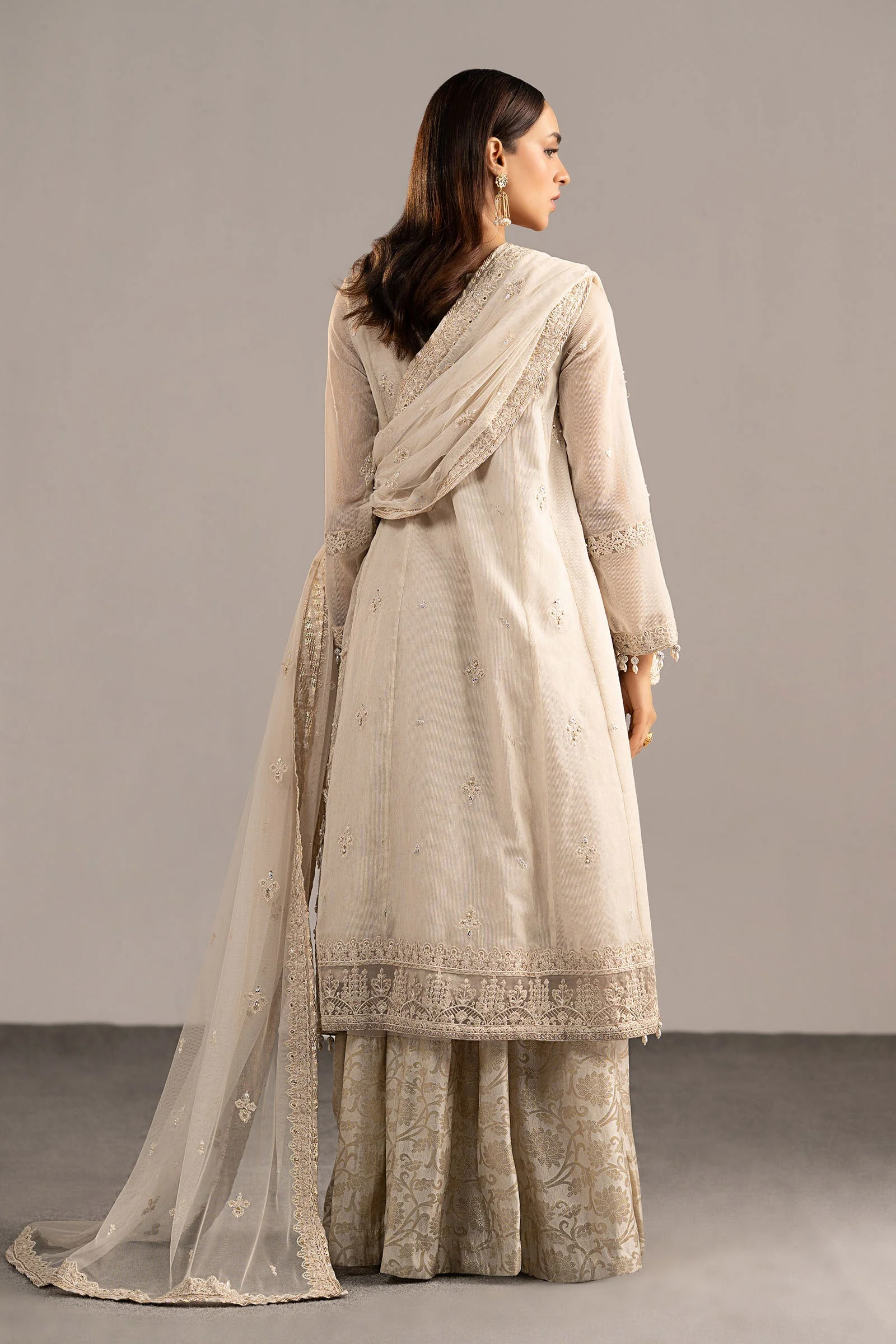 3 Piece Embroidered Cotton Net Suit - Image 8