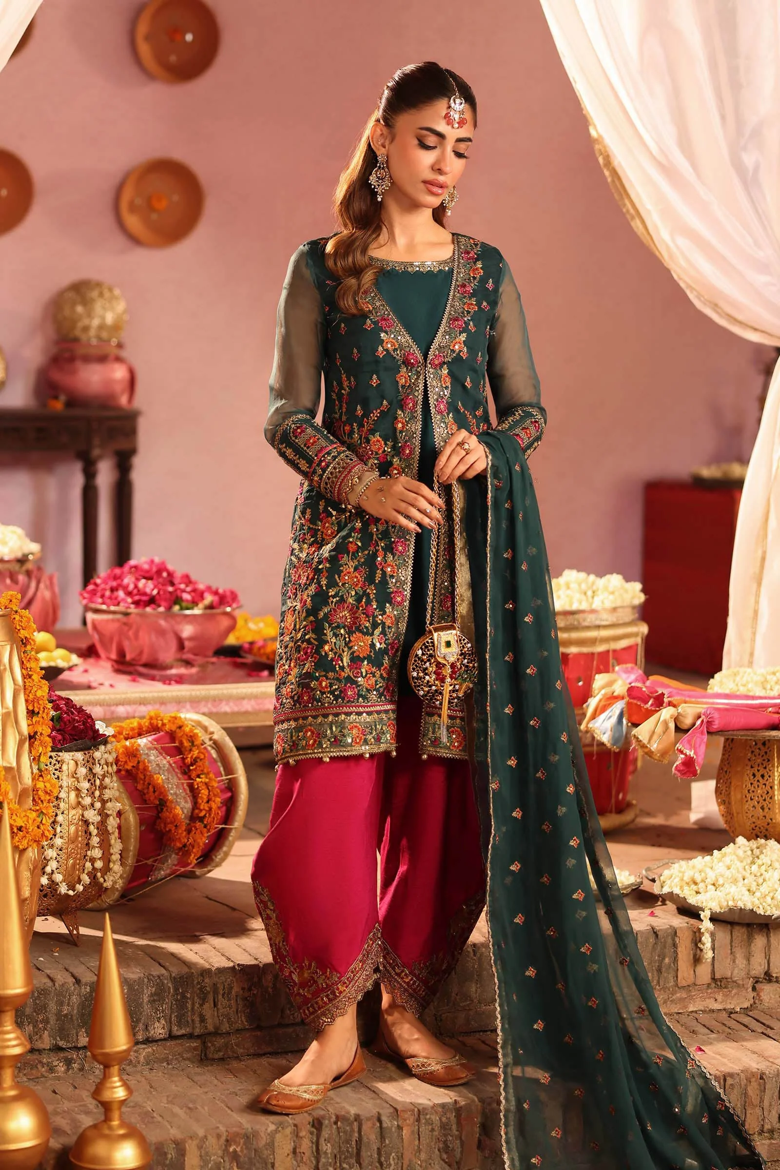 3 Piece Embroidered Organza Suit - Image 2