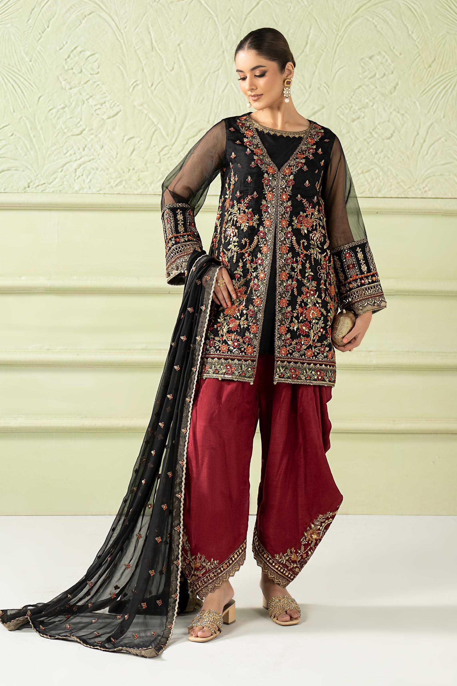 3 Piece Embroidered Organza Suit - Image 5