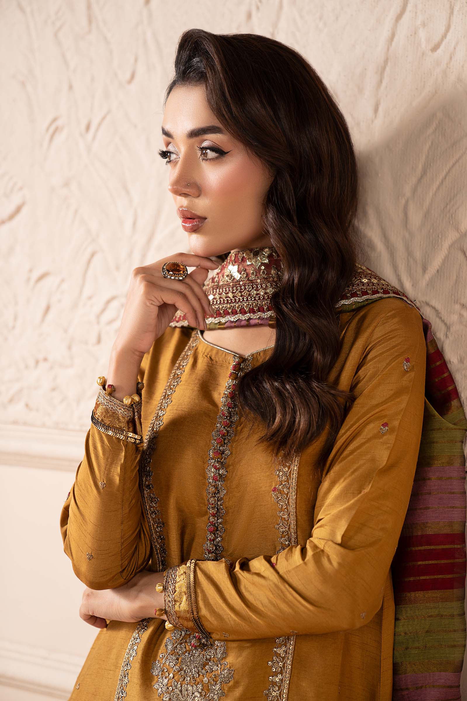 3 Piece Embroidered Raw Silk Suit - Image 2