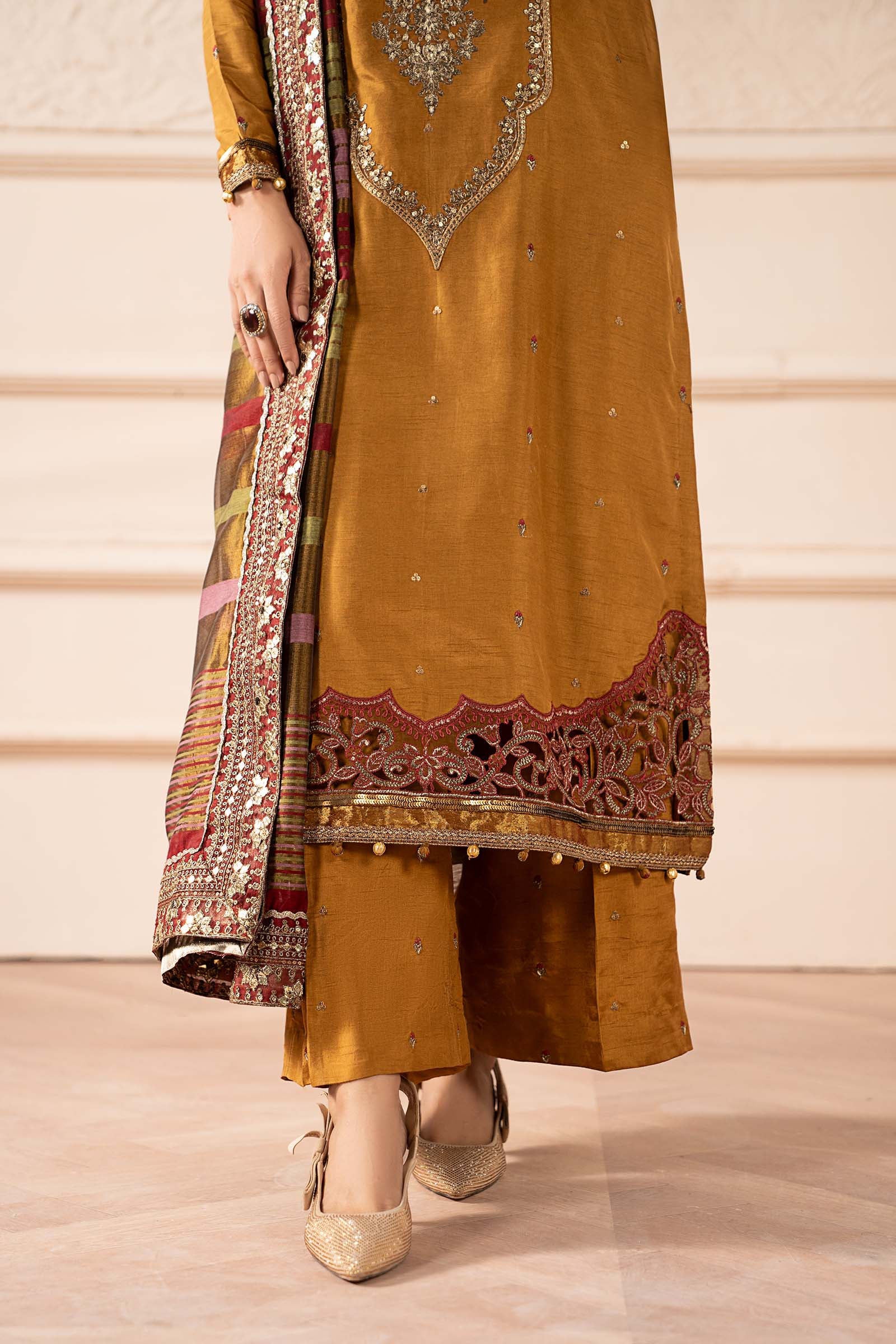 3 Piece Embroidered Raw Silk Suit - Image 4