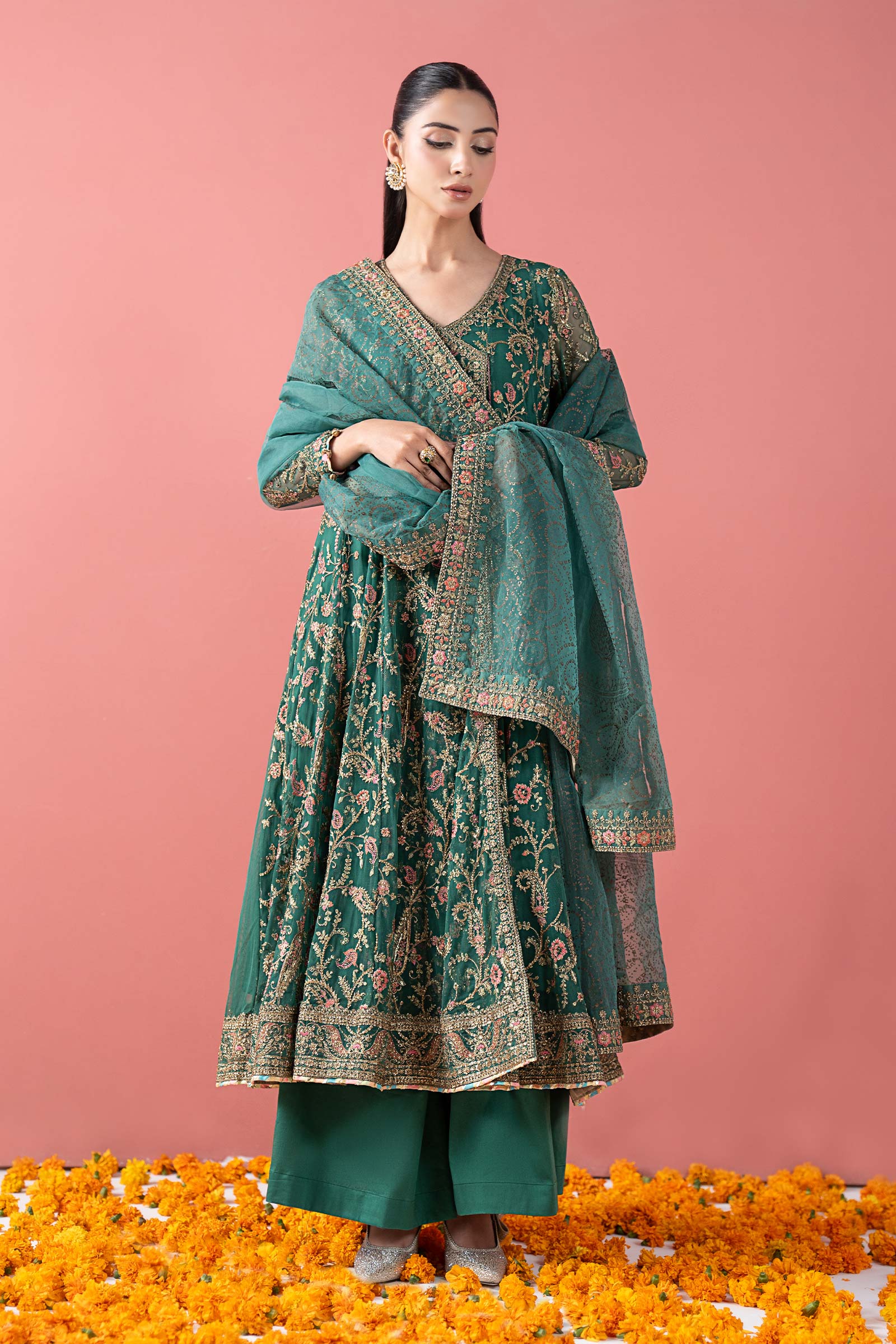 3 Piece Embroidered Net Suit - Image 2