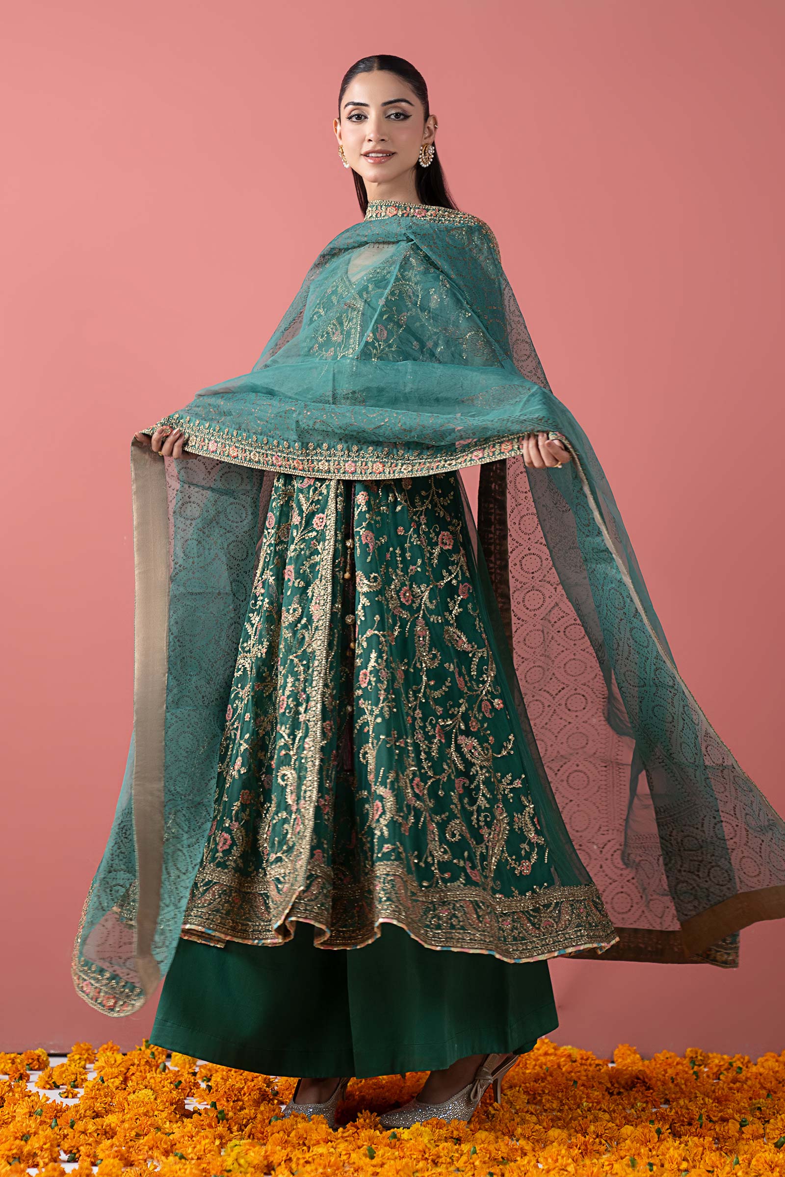 3 Piece Embroidered Net Suit - Image 3