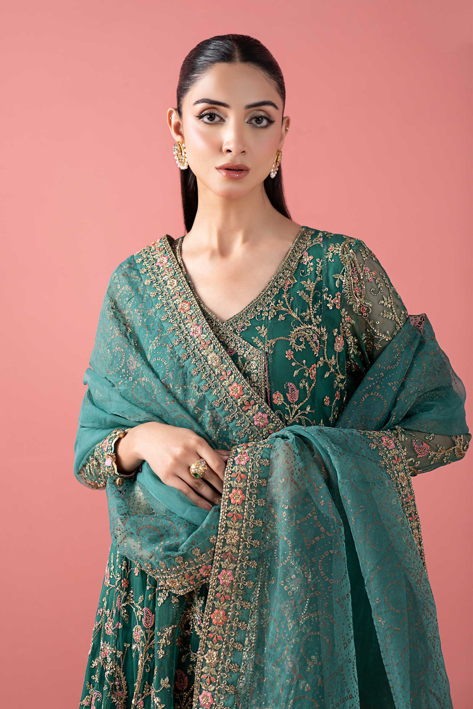 3 Piece Embroidered Net Suit - Image 4