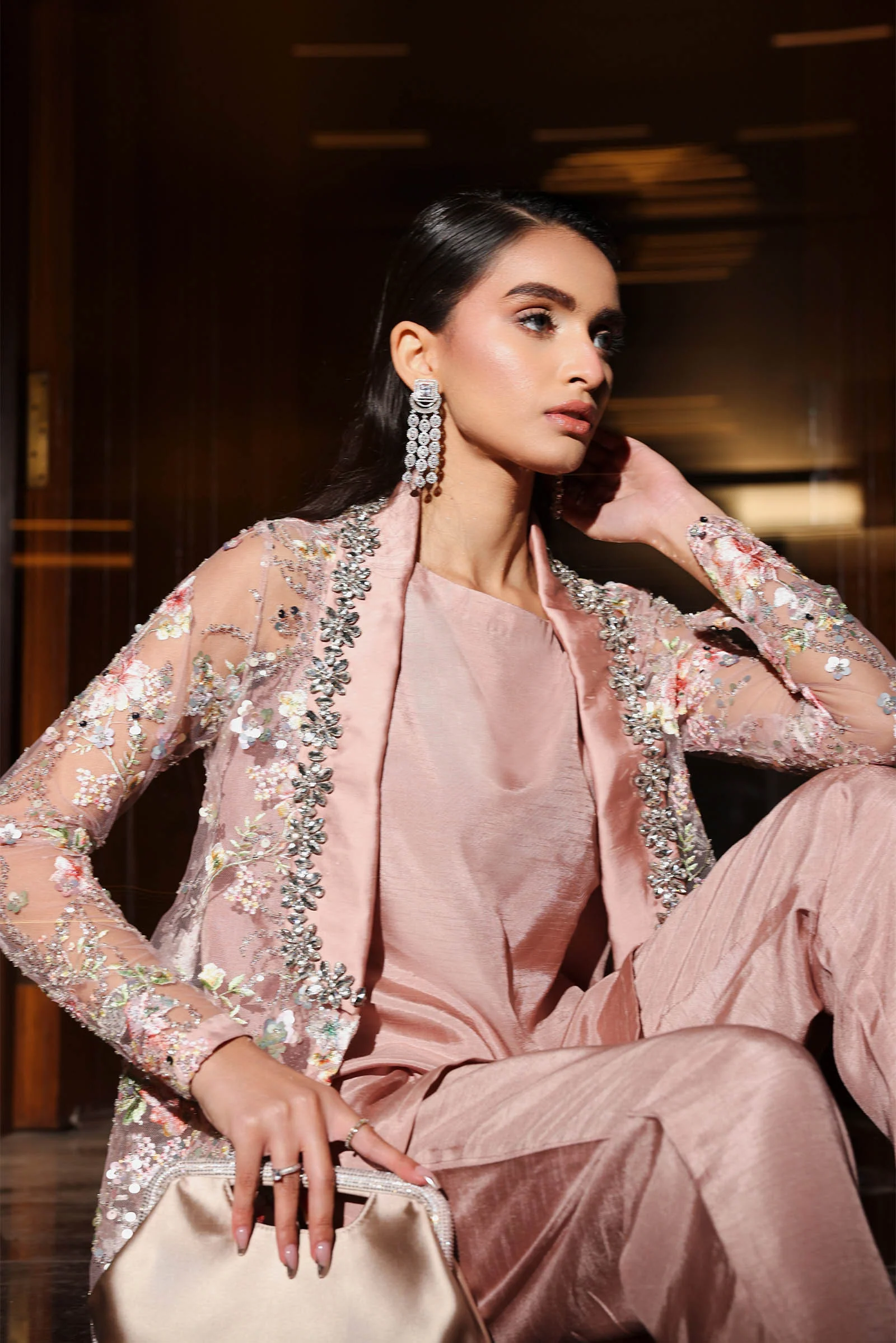 3 Piece Embroidered Net Suit - Image 2
